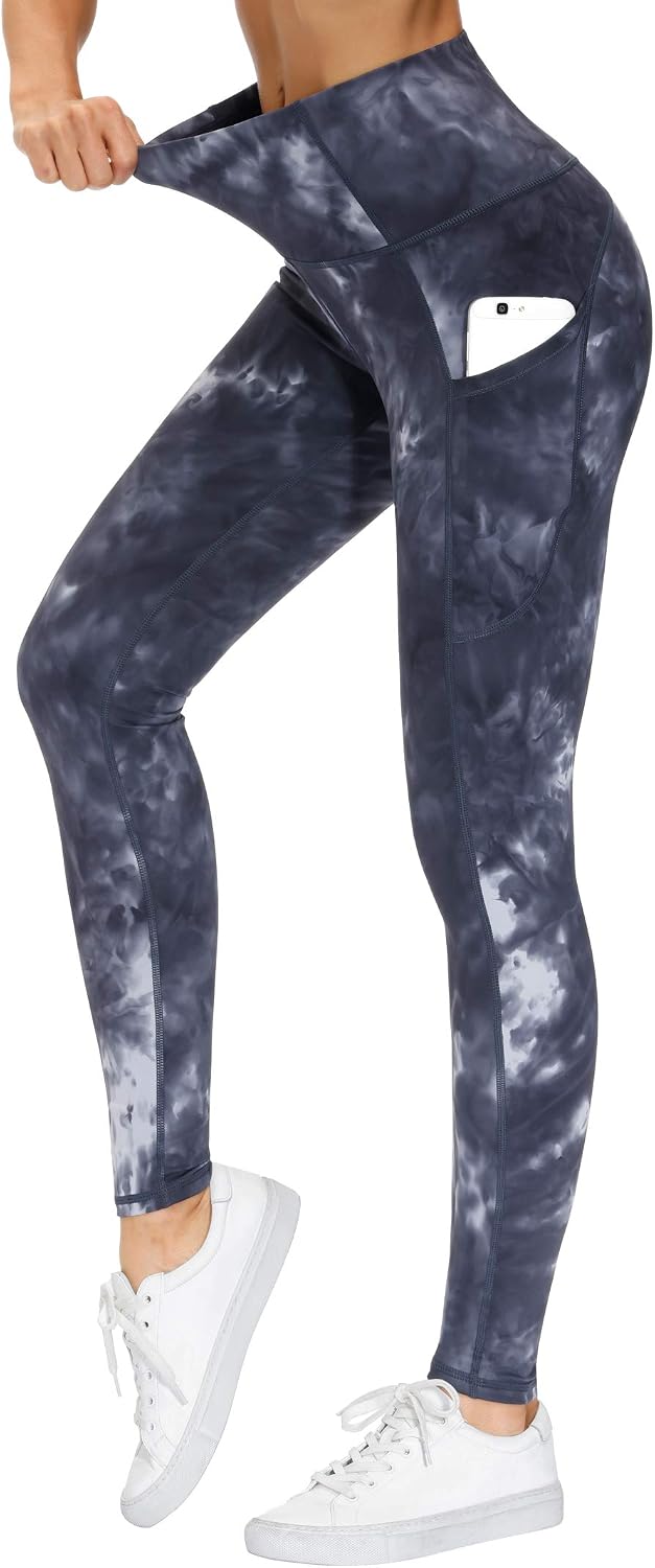 THE GYM PEOPLE Women's Thick High Waist Yoga Pants Workout Leggings | Tummy Control, Deep Side Pockets, Squat-proof, hidden waistband pocket, Flatlock Seams, Running, Yoga, Workout, Athletic