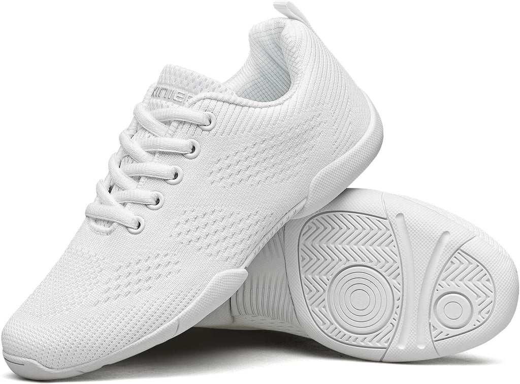 BAXINIER Girls White Cheerleading Shoes | Breathable Youth Cheer Competition Sneakers Athletic Training Dance Tennis Walking Shoes