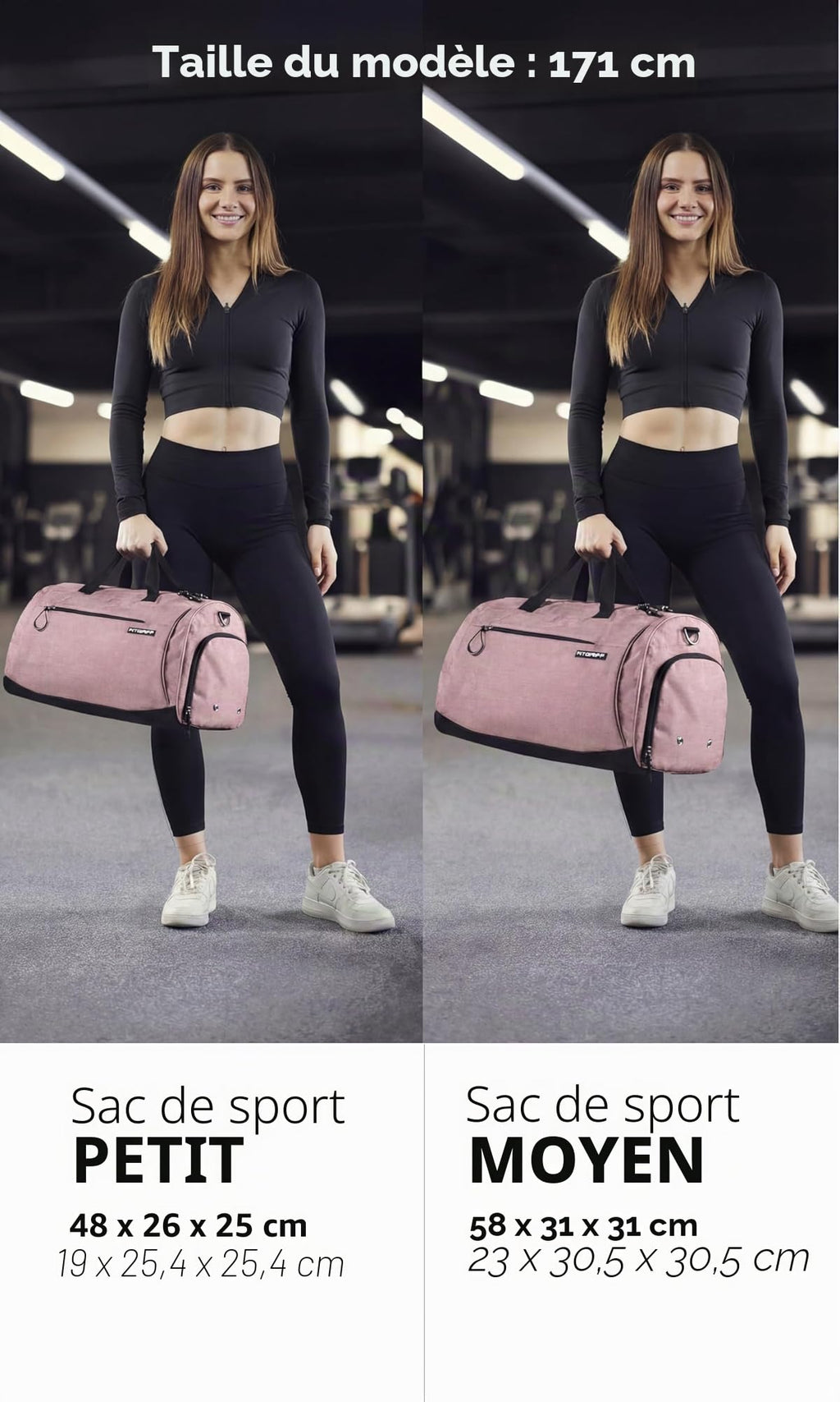 Fitgriff® Sac de Sport Homme & Femme V1 - Sacs de Voyage avec Compartiments Chaussures et Humide, pour Gym, Fitness, Weekend - Duffel Bag