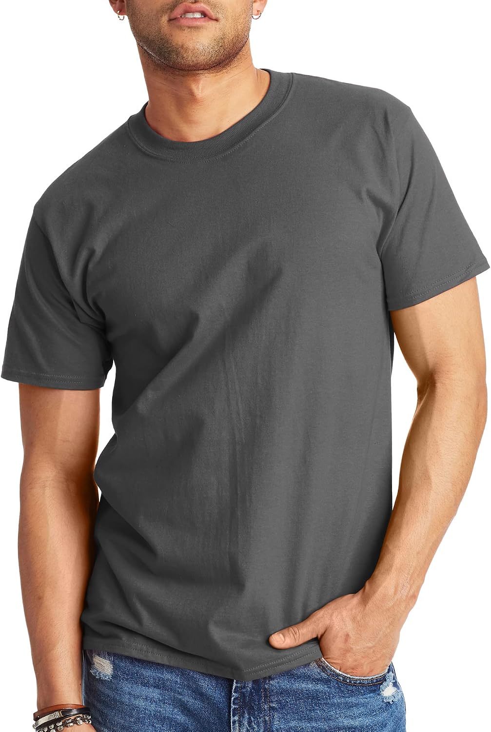 Hanes Men's Beefy-T T-Shirt, Heavyweight Cotton T-Shirts for Men, 1 or 2 Pack, Men's Tees (Tall