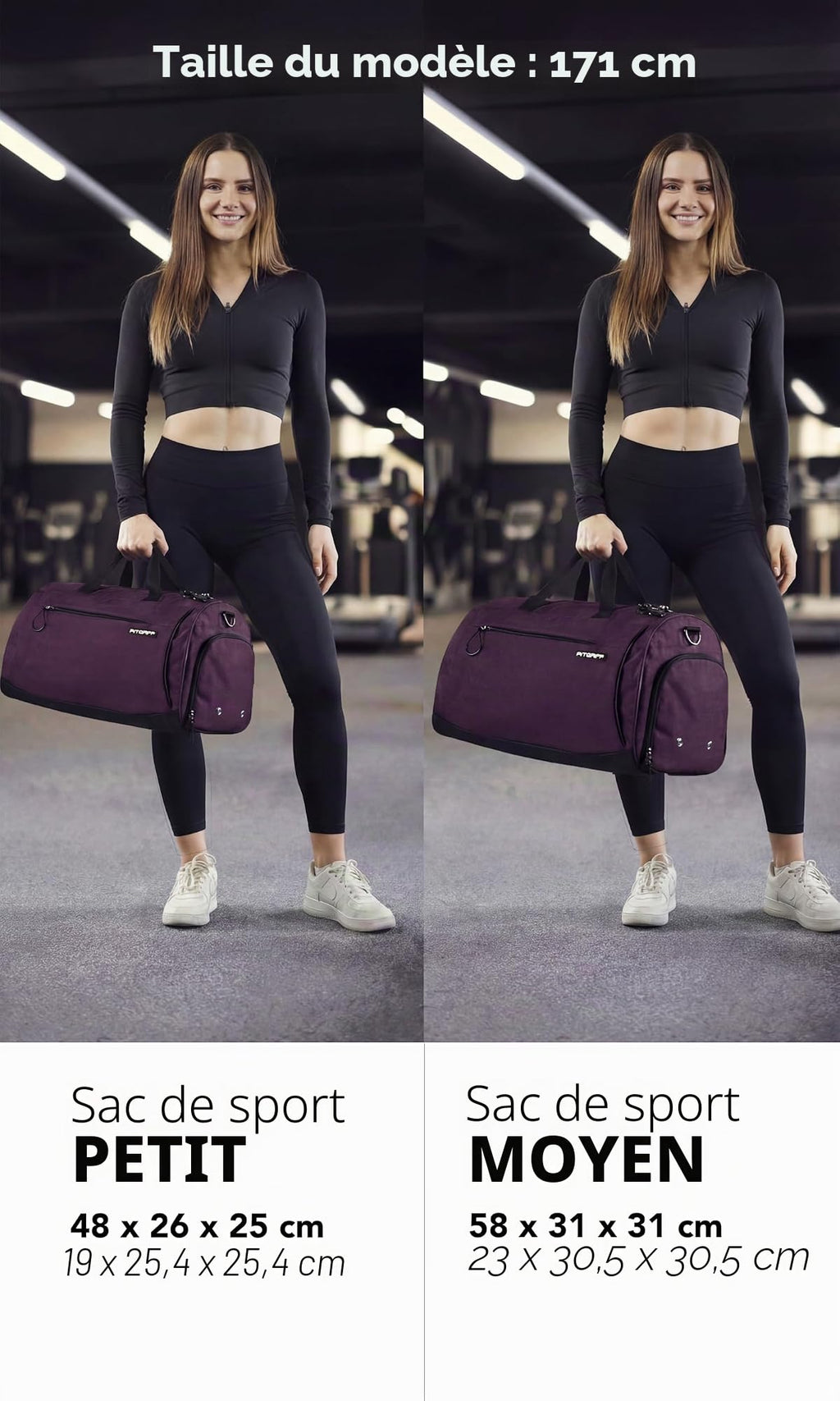 Fitgriff® Sac de Sport Homme & Femme V1 - Sacs de Voyage avec Compartiments Chaussures et Humide, pour Gym, Fitness, Weekend - Duffel Bag