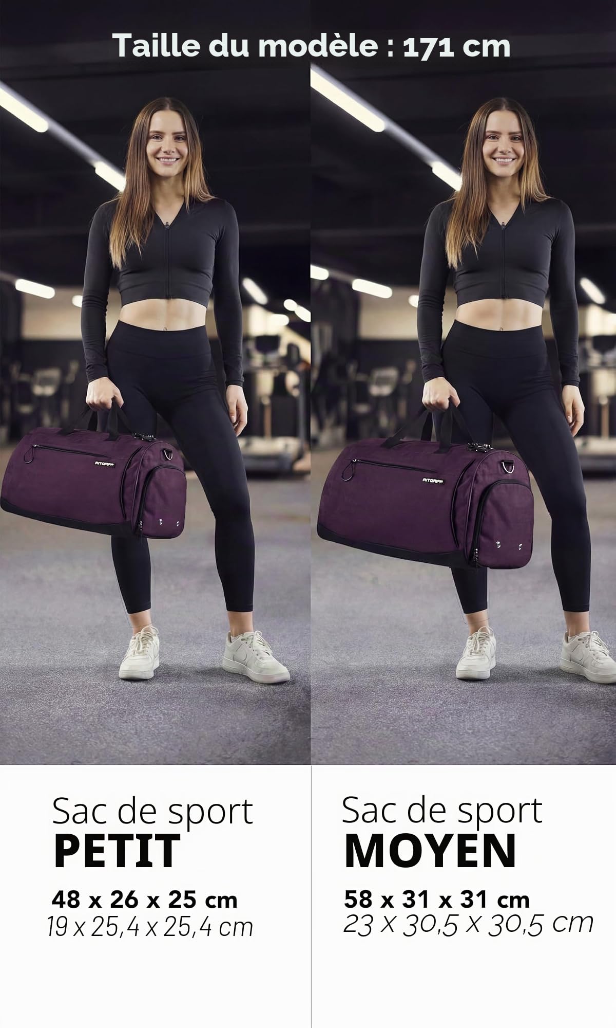 Fitgriff® Sac de Sport Homme & Femme V1 - Sacs de Voyage avec Compartiments Chaussures et Humide, pour Gym, Fitness, Weekend - Duffel Bag