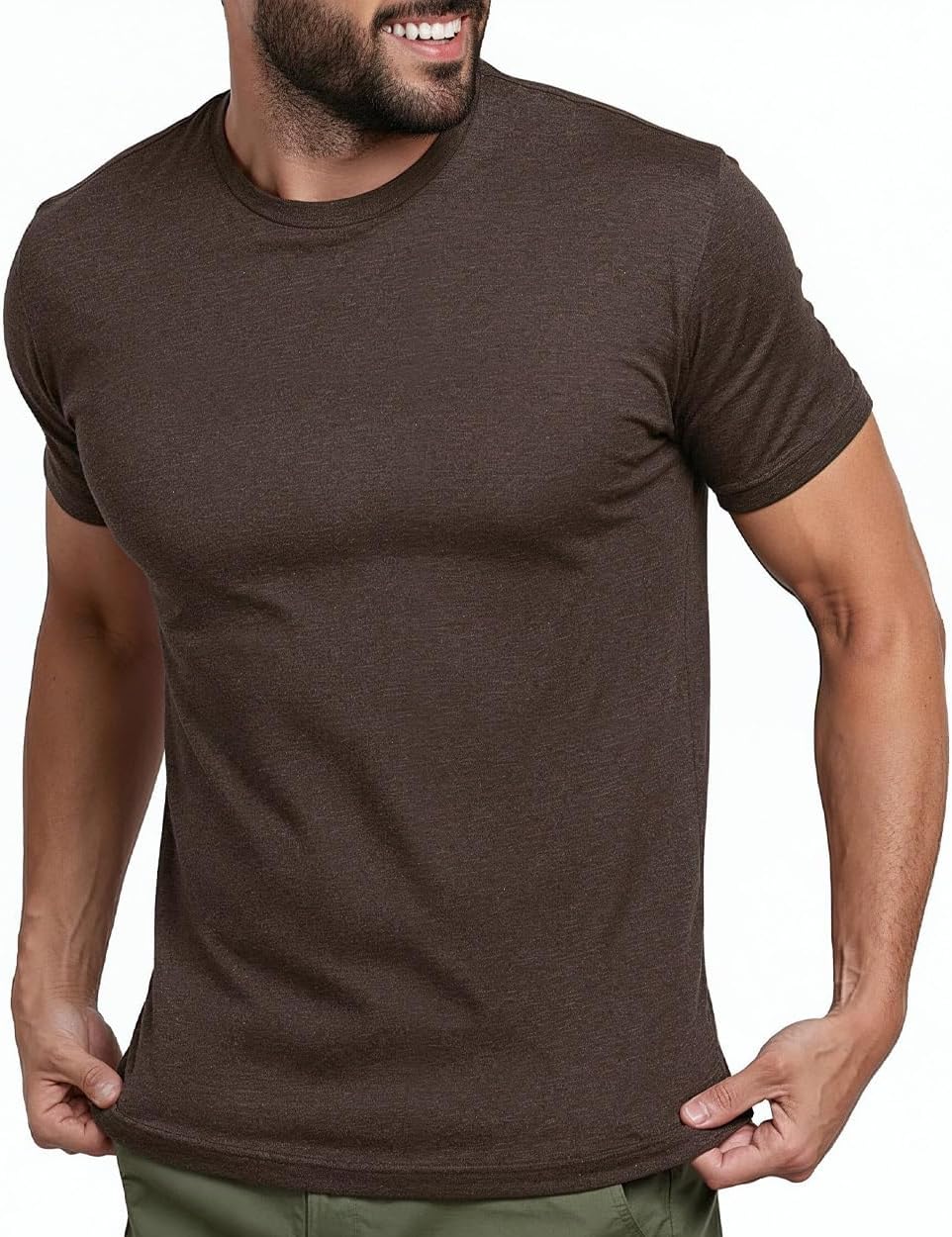 Mens T Shirts Soft Cotton Crew Neck Athletic Fit Casual Tees S-4XL | Soft cotton blend casual tee shirts with 4-way stretch - tag-free athletic fit for gym, work & casual everyday wear.