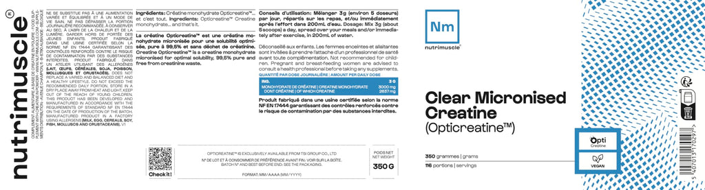 Nutrimuscle Créatine Monohydrate Creapure 120 Gélules | Prise Masse Musculaire & Force - Creatine 100% Pure - Sport et Musculation - Complément Idéal à la Whey Protéine - Gélules