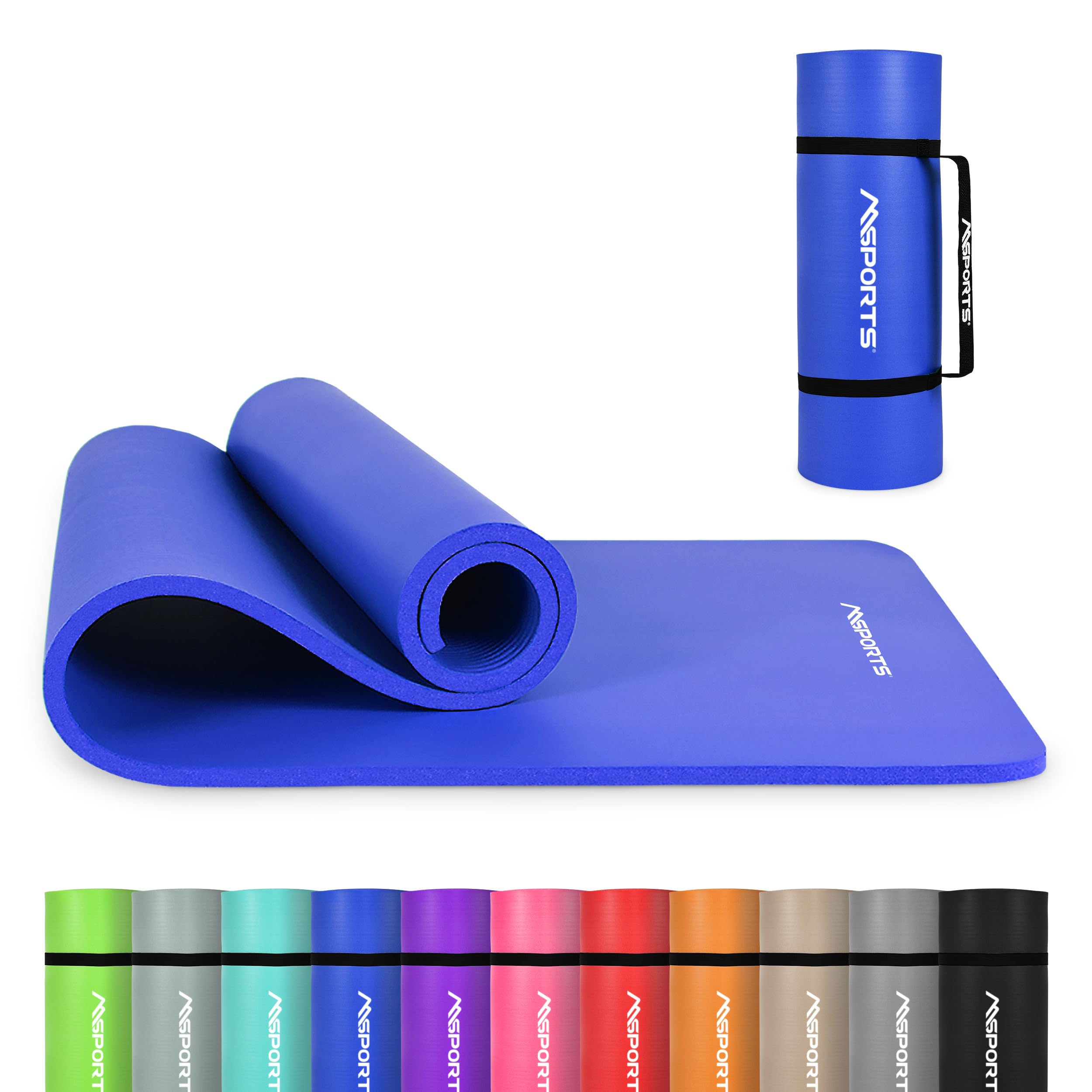 MSPORTS Premium Gymnastics Mat – Non-Slip Floor Mat for Fitness, Yoga & Strength Training – Available in 4 Sizes and 12 Colors Thick Yoga Mat