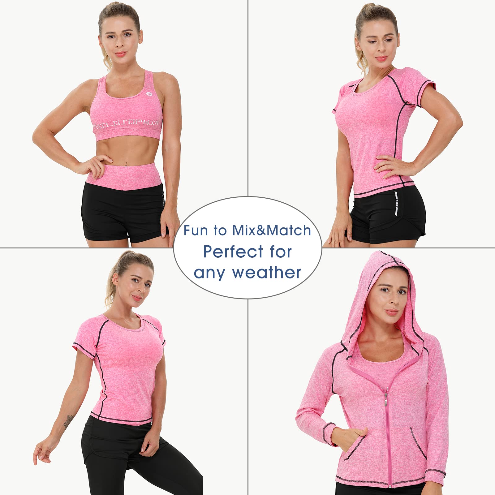 JULY'S SONG Yoga Clothes 5 Piece Sport Suits For Women Gym Running Quick Dry Sportswear For Ladies Sportswear Fitness Apparel