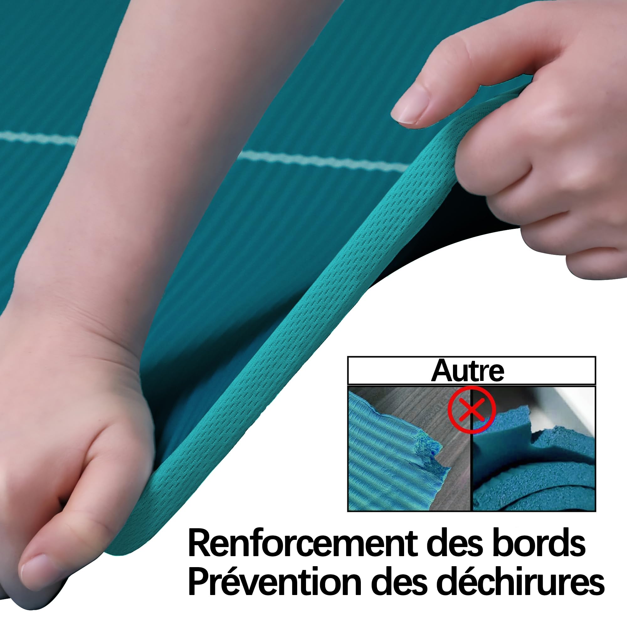 PROIRON Thick 10MM Exercise Mat, Non-Slip Yoga Pilates Gym Mat | Tear-Resistant Reinforced Edges, Flat, Good Elasticity, Camping Mat for Travel, NBR, 1860x660x10mm