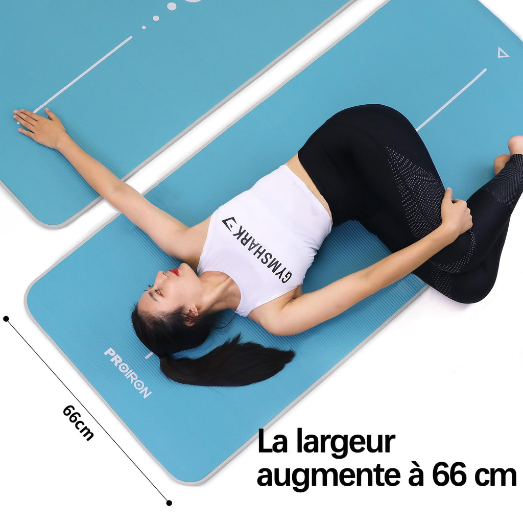 PROIRON Thick 10MM Exercise Mat, Non-Slip Yoga Pilates Gym Mat | Tear-Resistant Reinforced Edges, Flat, Good Elasticity, Camping Mat for Travel, NBR, 1860x660x10mm