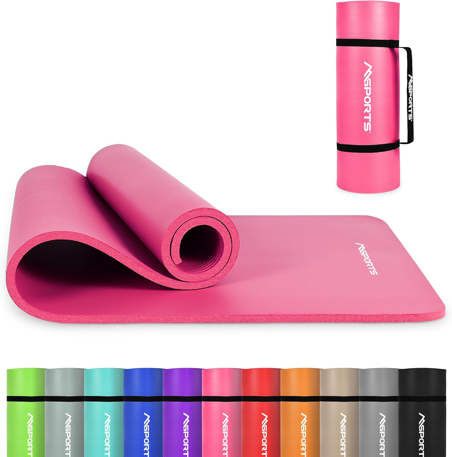 MSPORTS Premium Gymnastics Mat – Non-Slip Floor Mat for Fitness, Yoga & Strength Training – Available in 4 Sizes and 12 Colors Thick Yoga Mat