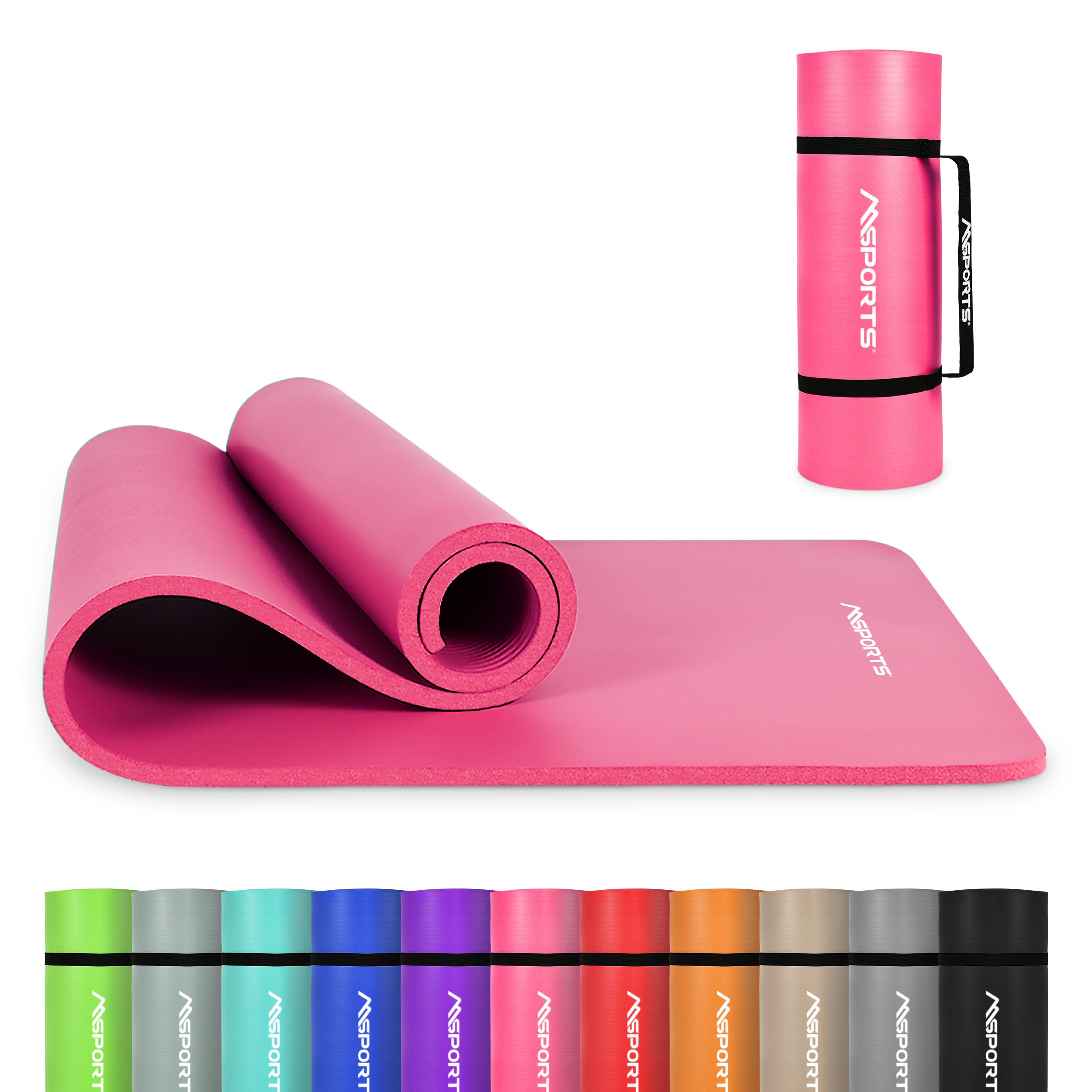MSPORTS Premium Gymnastics Mat – Non-Slip Floor Mat for Fitness, Yoga & Strength Training – Available in 4 Sizes and 12 Colors Thick Yoga Mat