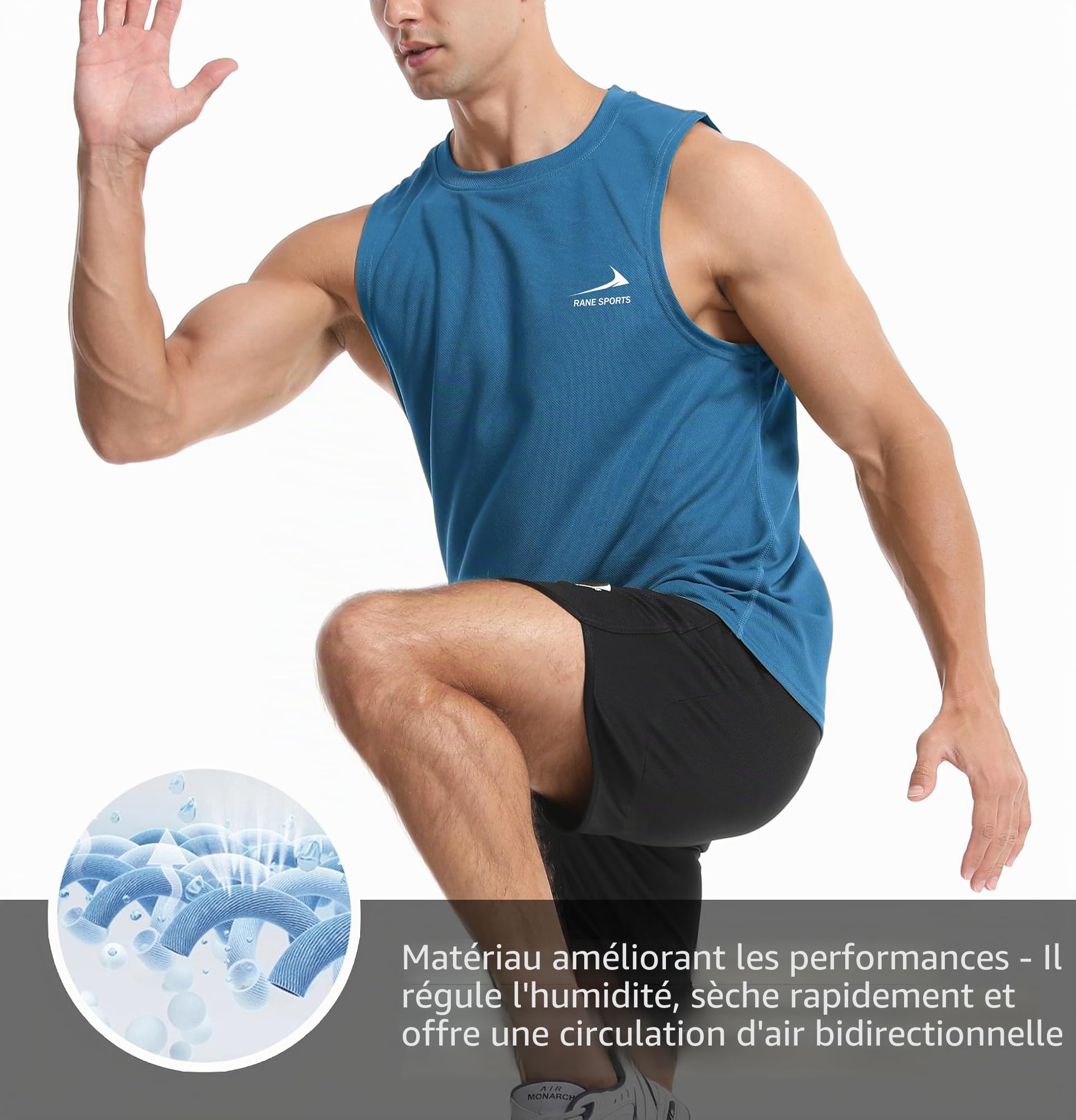 Men's Sleeveless Vest Running Gym Quick Dry Breathable Vest Sports T-Shirt