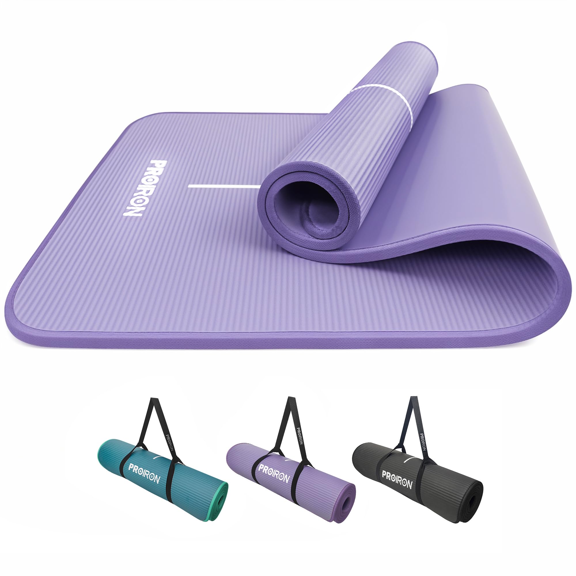 PROIRON Thick 10MM Exercise Mat, Non-Slip Yoga Pilates Gym Mat | Tear-Resistant Reinforced Edges, Flat, Good Elasticity, Camping Mat for Travel, NBR, 1860x660x10mm