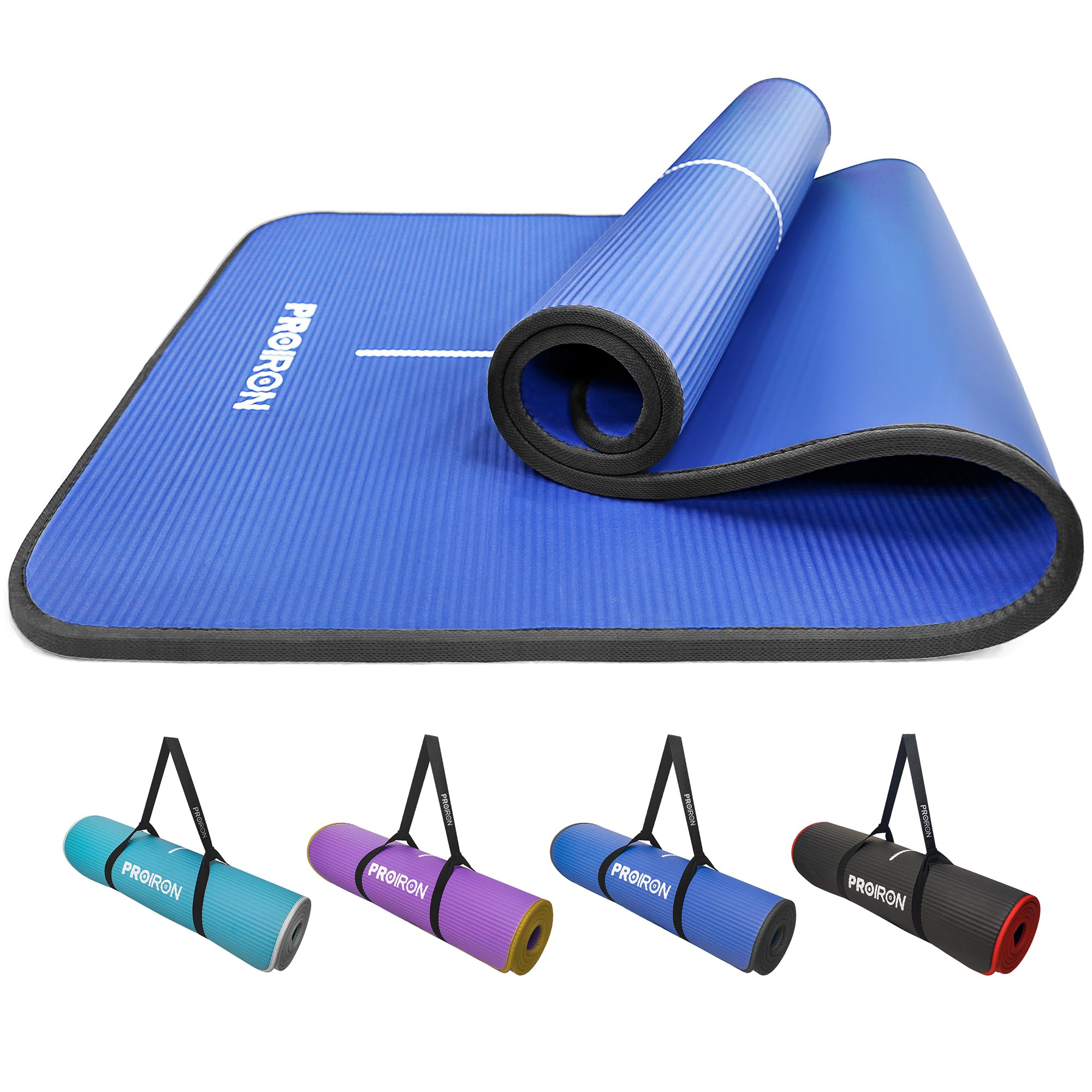 PROIRON Thick 10MM Exercise Mat, Non-Slip Yoga Pilates Gym Mat | Tear-Resistant Reinforced Edges, Flat, Good Elasticity, Camping Mat for Travel, NBR, 1860x660x10mm