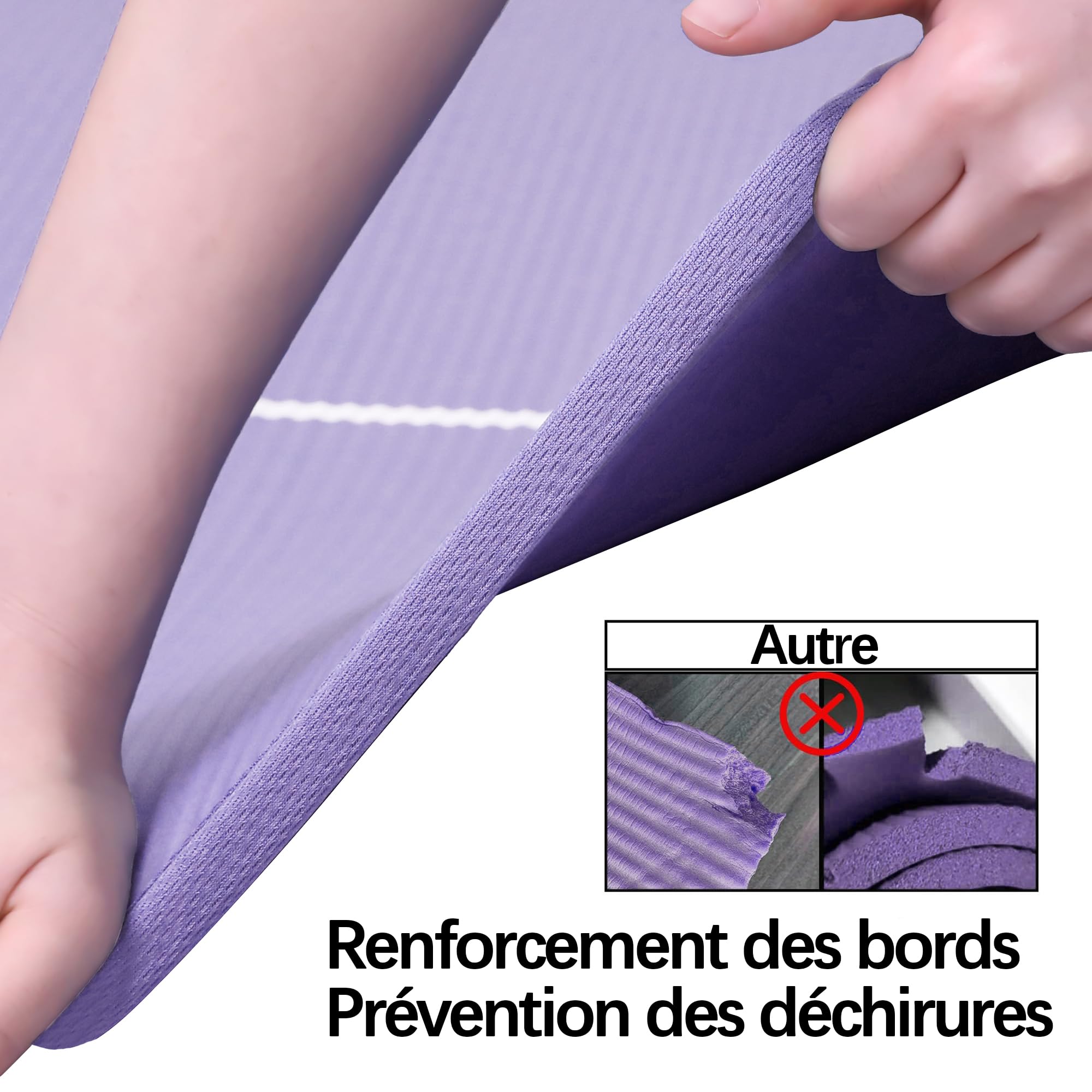 PROIRON Thick 10MM Exercise Mat, Non-Slip Yoga Pilates Gym Mat | Tear-Resistant Reinforced Edges, Flat, Good Elasticity, Camping Mat for Travel, NBR, 1860x660x10mm