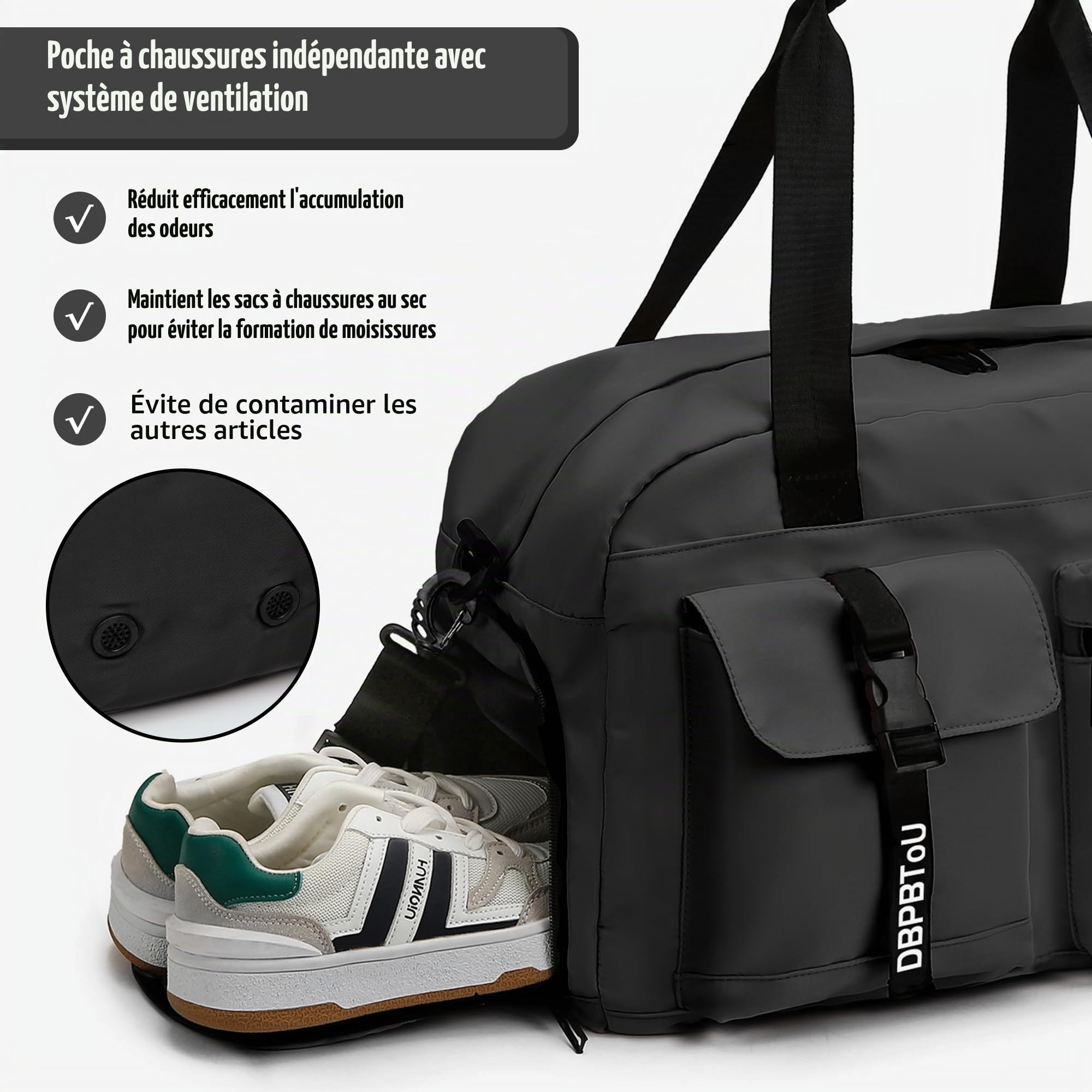 Sac de Sport Femme Homme (Jaune) | Sac Sport avec Compartiment à Chaussures de Ventilation, Sac de Voyage Femme Imperméable avec Compartiment Humide