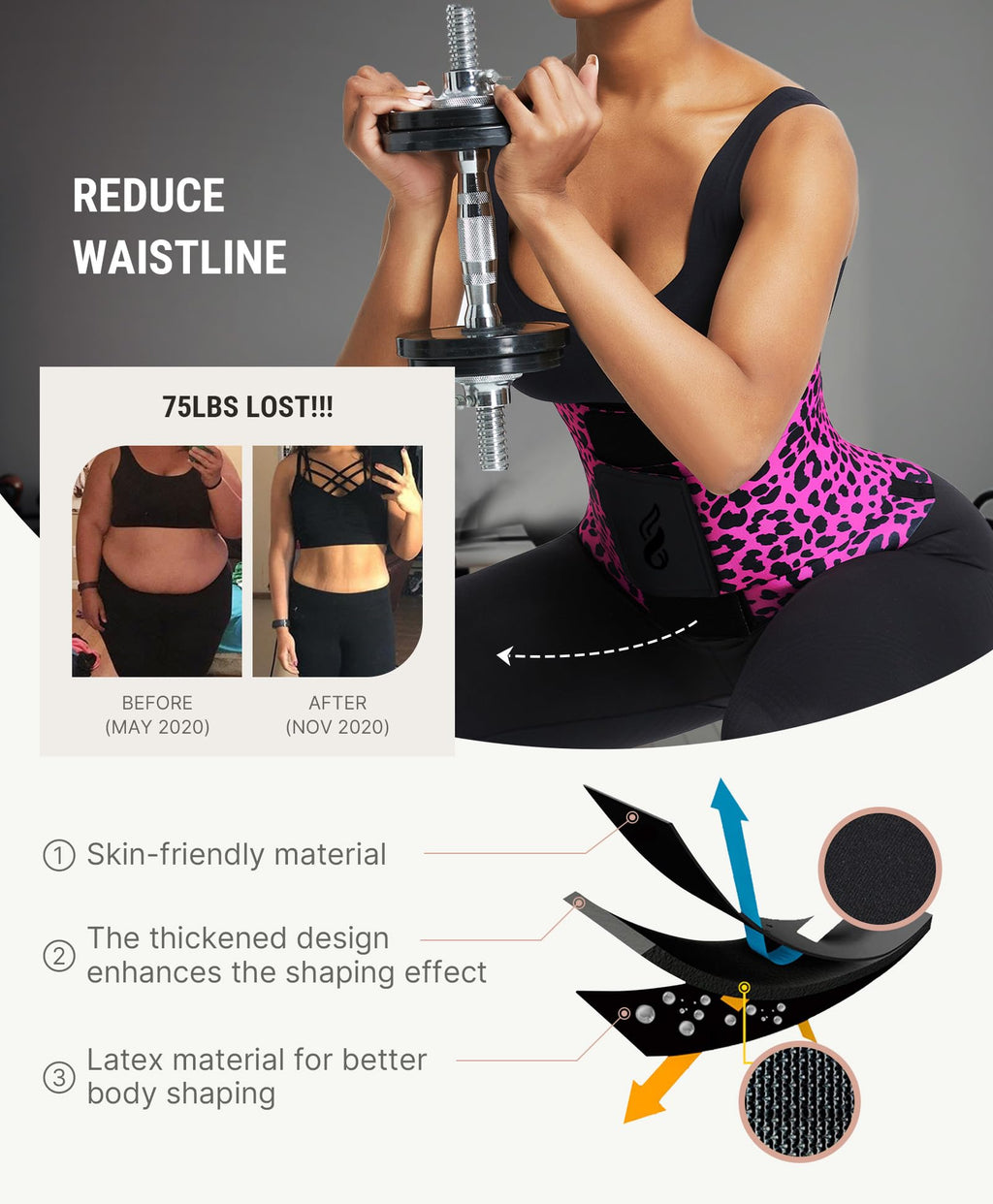 FeelinGirl Waist Trainer Belt Cincher Corset Tummy Control Faja Body Shaper | Hourglass Shaping, Triple Wrap, Hook-loop Closure, Postpartum Gym Workout, Underbust Girdle, Perspiring Fabric