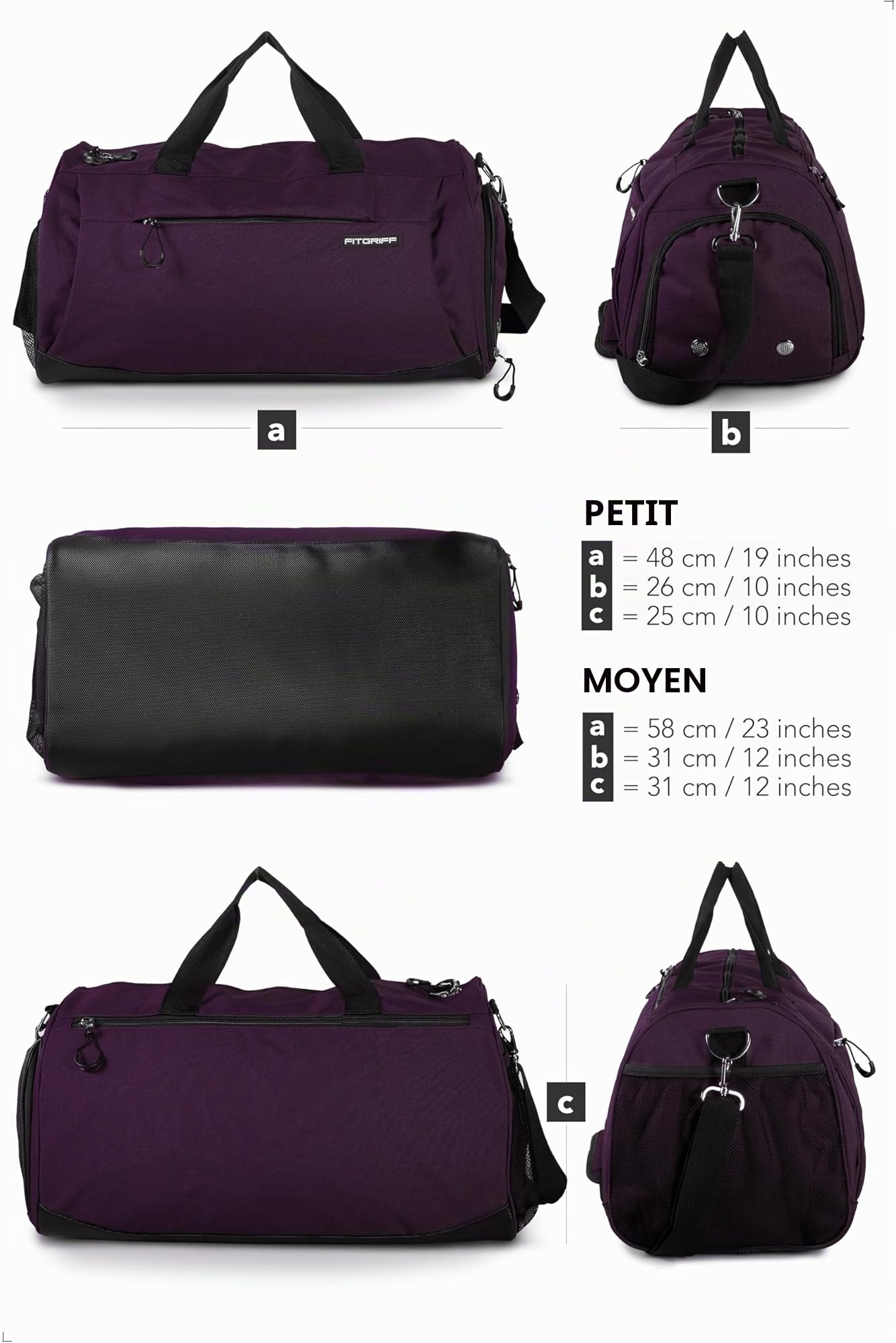 Fitgriff® Sac de Sport Homme & Femme V1 - Sacs de Voyage avec Compartiments Chaussures et Humide, pour Gym, Fitness, Weekend - Duffel Bag