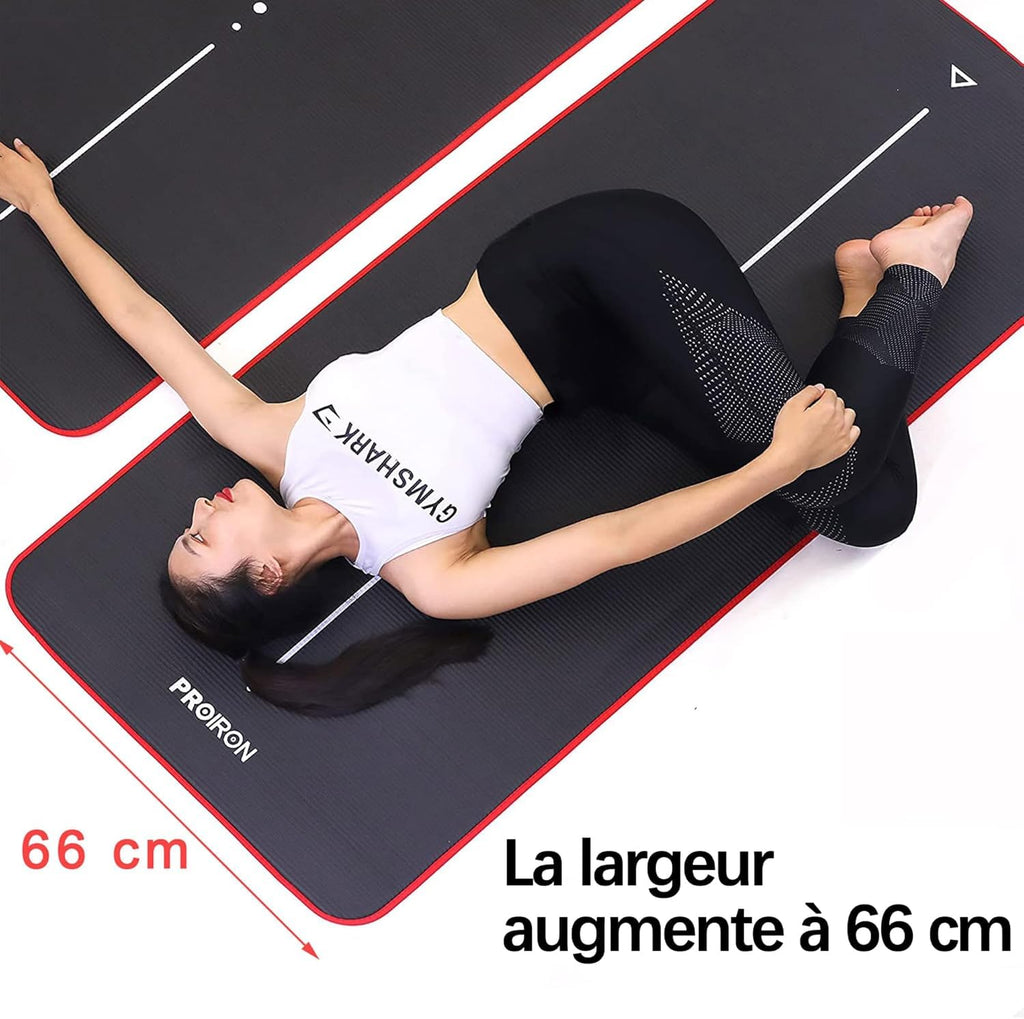 PROIRON Thick 10MM Exercise Mat, Non-Slip Yoga Pilates Gym Mat | Tear-Resistant Reinforced Edges, Flat, Good Elasticity, Camping Mat for Travel, NBR, 1860x660x10mm