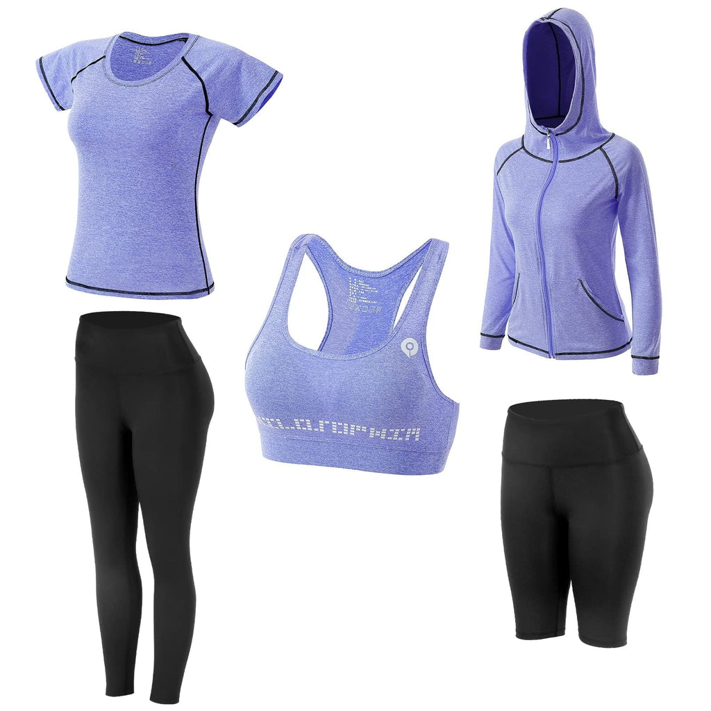 JULY'S SONG Yoga Clothes 5 Piece Sport Suits For Women Gym Running Quick Dry Sportswear For Ladies Sportswear Fitness Apparel