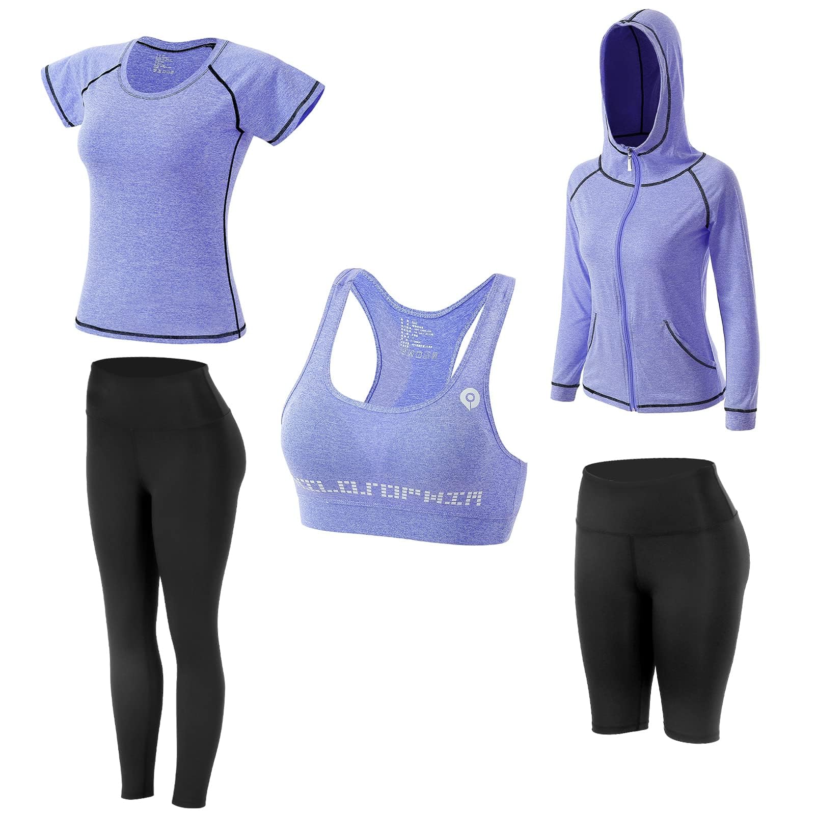 JULY'S SONG Yoga Clothes 5 Piece Sport Suits For Women Gym Running Quick Dry Sportswear For Ladies Sportswear Fitness Apparel