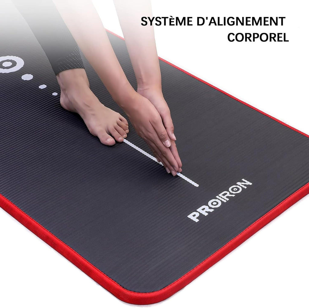 PROIRON Thick 10MM Exercise Mat, Non-Slip Yoga Pilates Gym Mat | Tear-Resistant Reinforced Edges, Flat, Good Elasticity, Camping Mat for Travel, NBR, 1860x660x10mm