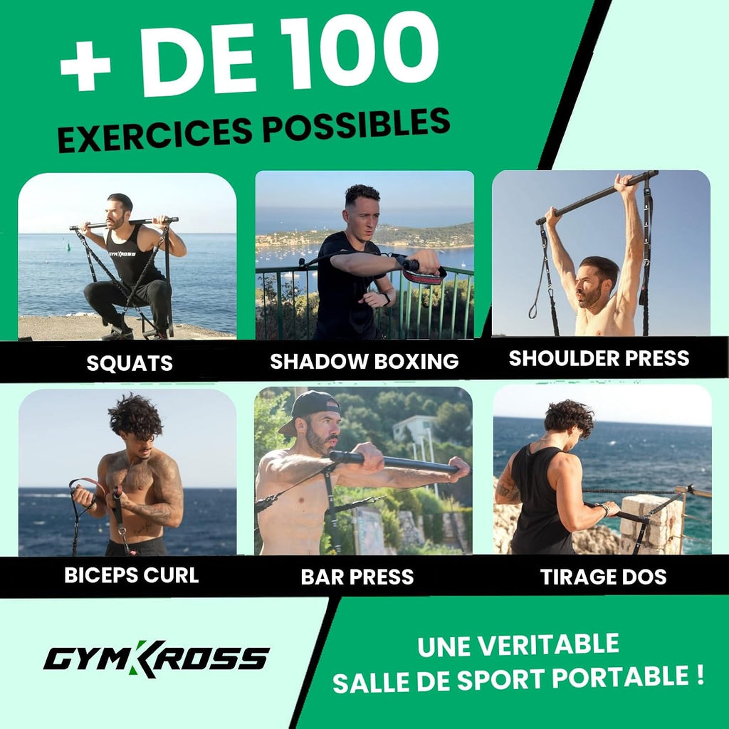 Resistance Bands Set with 10 Natural Latex Resistance Bands 200 kg + Resistance Bar & Suspension Straps – Fitness/Pilates/Home Workout & Crossfit Resistance Band Kit
