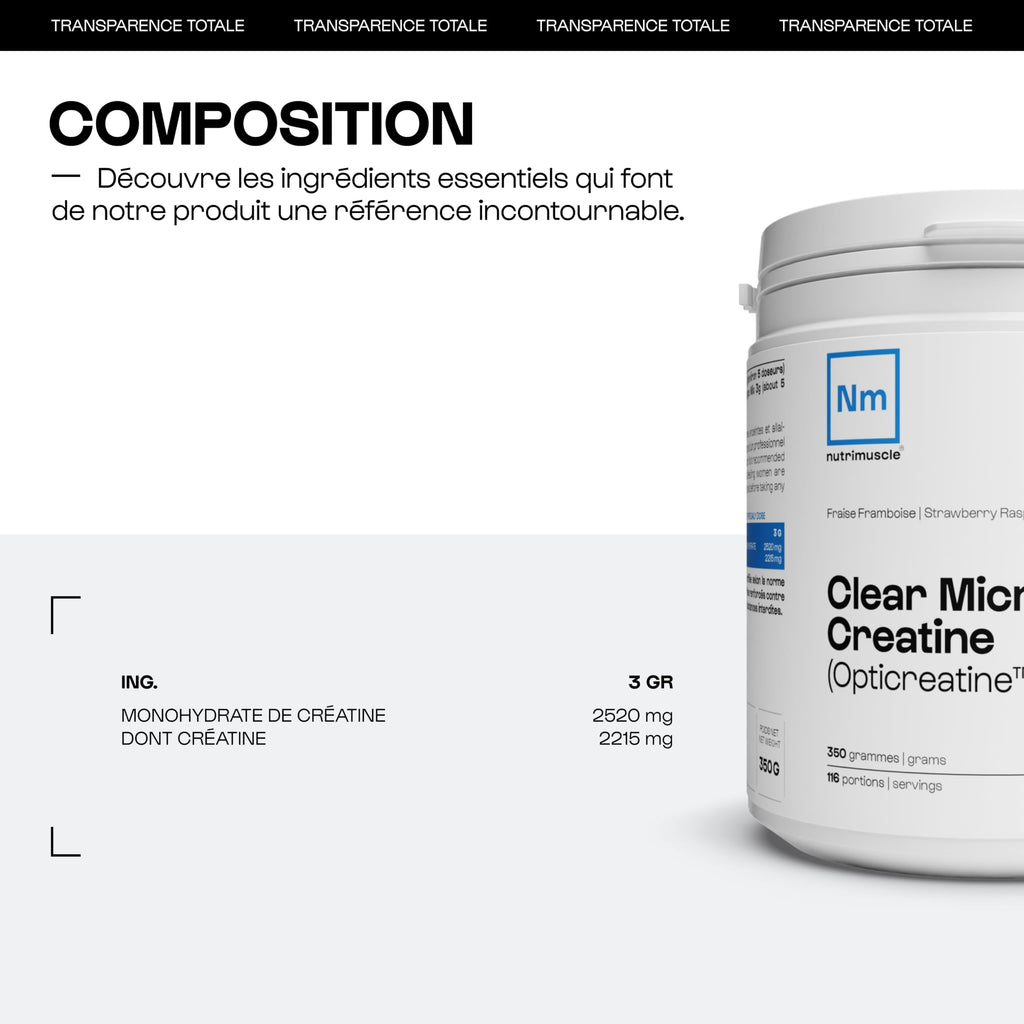 Nutrimuscle Créatine Monohydrate Creapure 120 Gélules | Prise Masse Musculaire & Force - Creatine 100% Pure - Sport et Musculation - Complément Idéal à la Whey Protéine - Gélules
