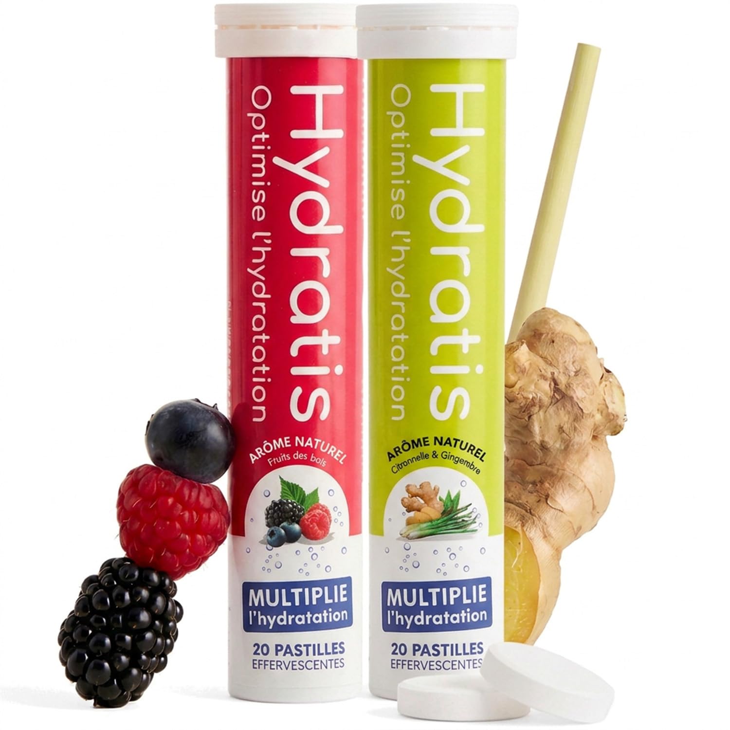 HYDRATIS - Pastilles Hydratation Electrolytes - Mix Fruits des Bois + Pêche - Améliore l'Hydratation et Favorise l'Énergie - Formule Isotonique - Sport, Récupération - 2 tubes (40 Pastilles) | Améliore l'Hydratation et Favorise l'Énergie - Formule Isotoni
