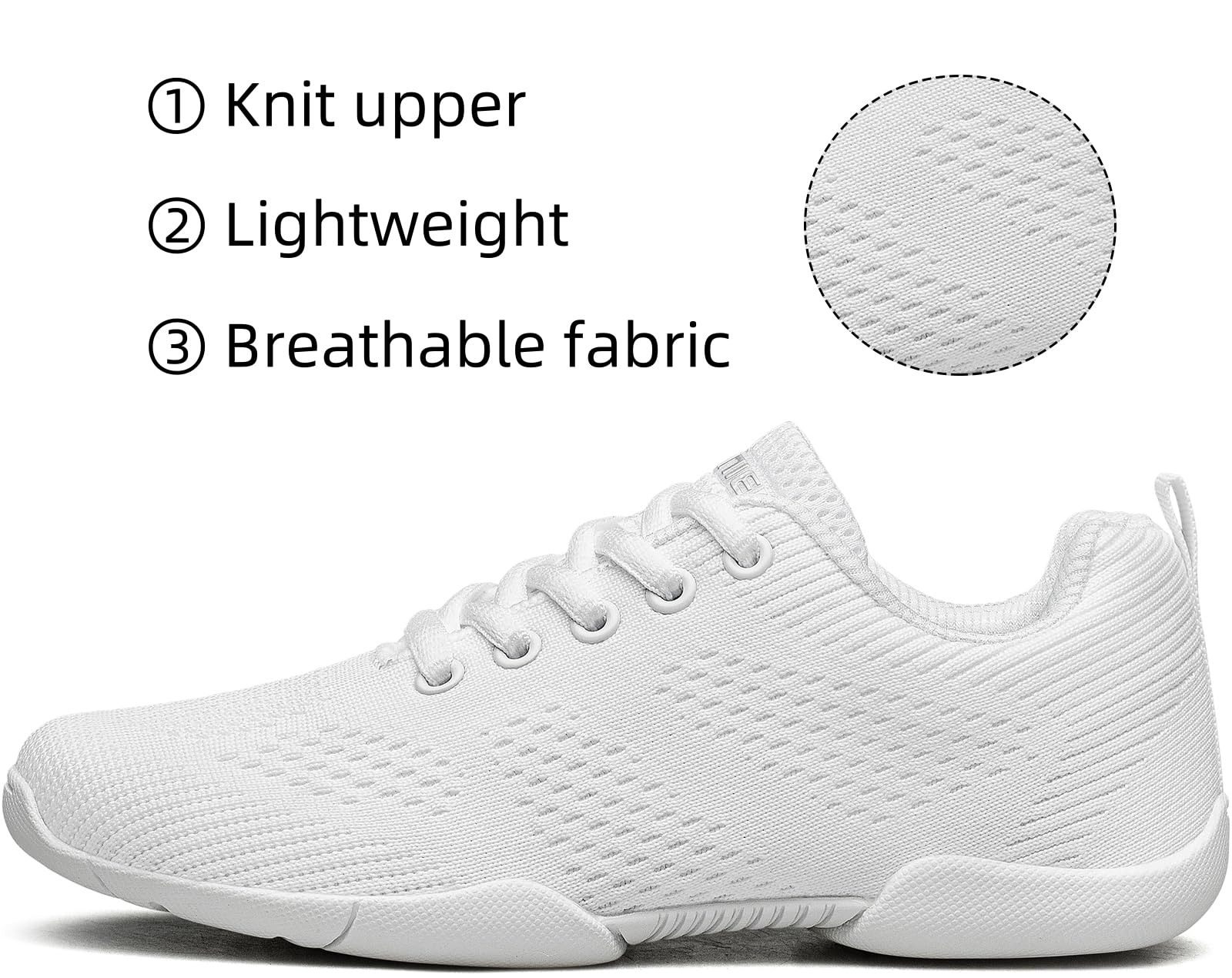 BAXINIER Girls White Cheerleading Shoes | Breathable Youth Cheer Competition Sneakers Athletic Training Dance Tennis Walking Shoes