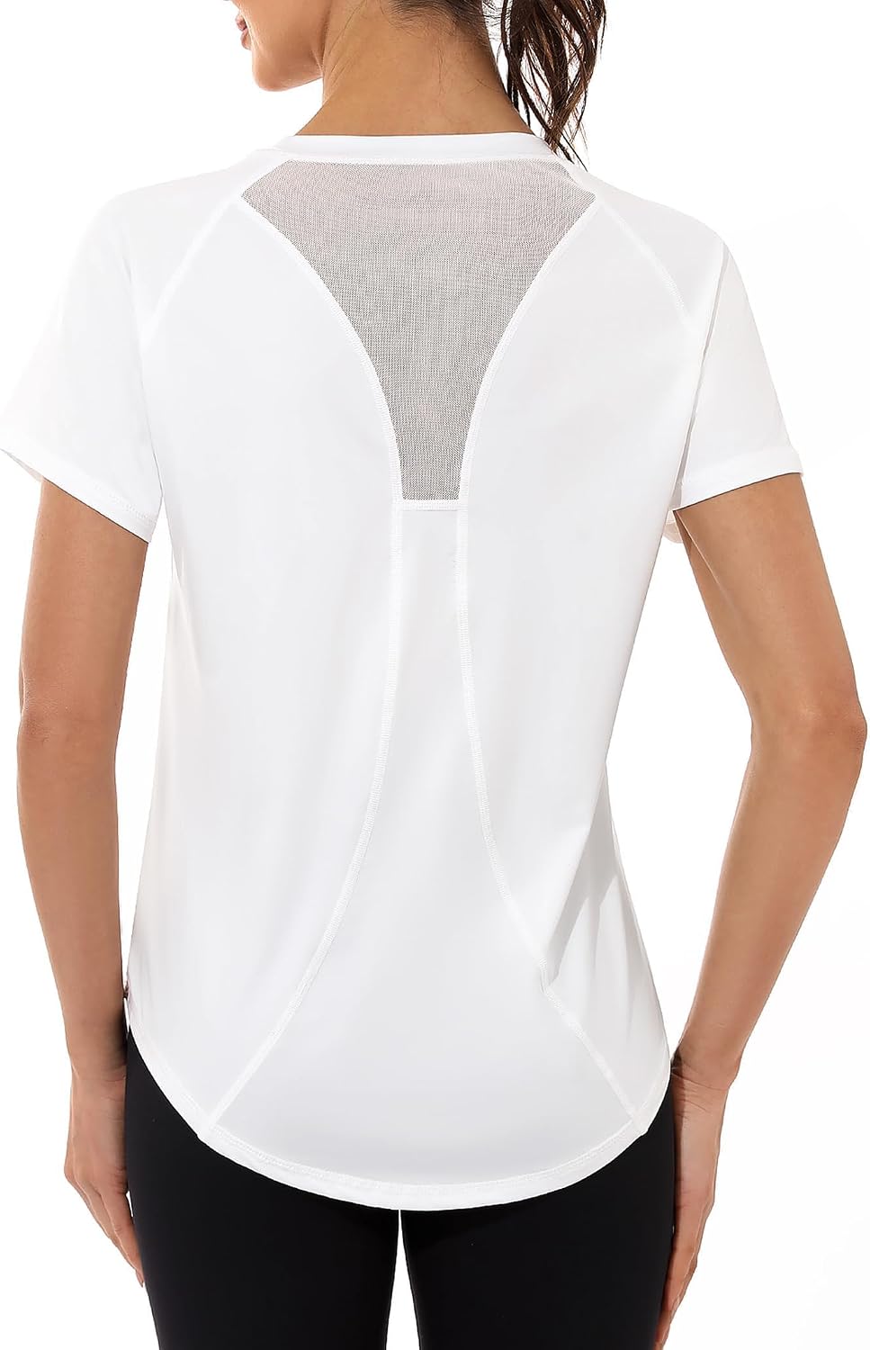 Gyabnw Women's Sport T-Shirt Anti-UV Elastic Crew Neck Short Sleeve Breathable Quick Dry UPF 50+ Fitness Top for Yoga Running and Gym