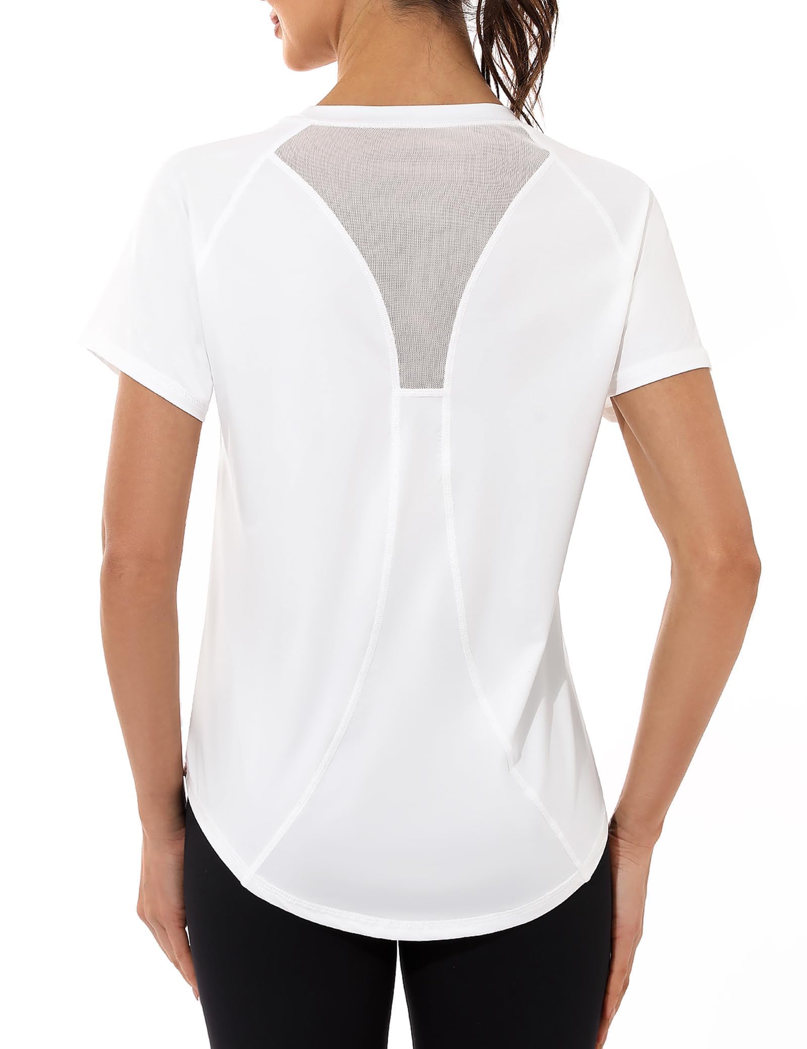 Gyabnw Women's Sport T-Shirt Anti-UV Elastic Crew Neck Short Sleeve Breathable Quick Dry UPF 50+ Fitness Top for Yoga Running and Gym