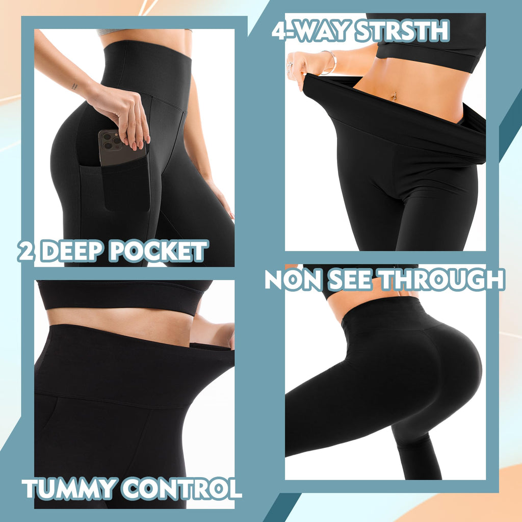 SINOPHANT High Waisted Leggings Women with Pockets | Women, Full Length, Buttery Soft Stretchy, Yoga Pants