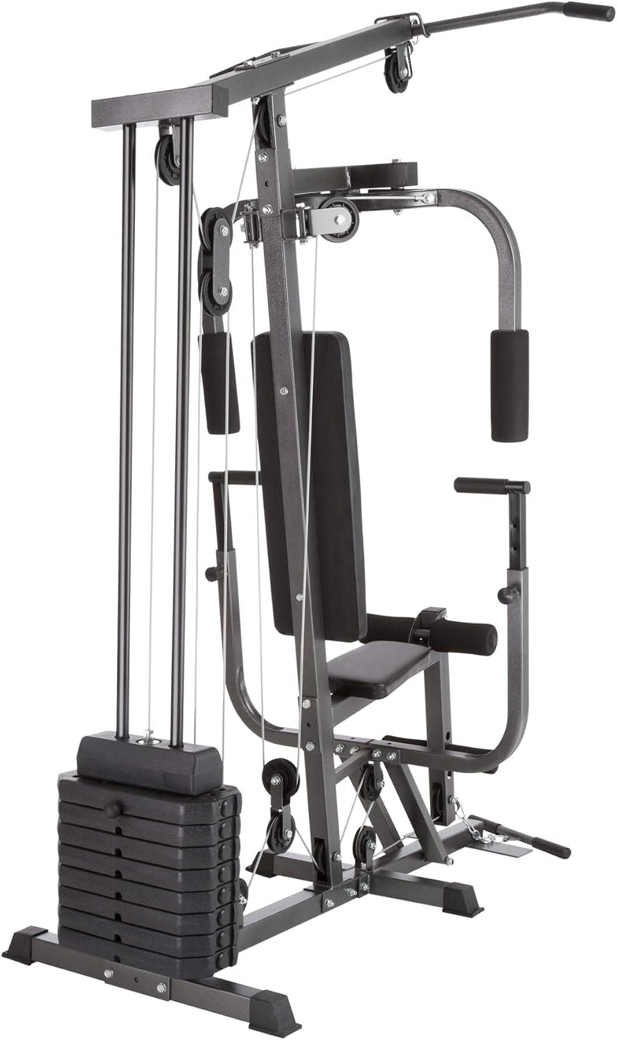 tectake® Strength Training Station, Power Cage, Pull-Up Bar, Home Trainer, Butterfly Module, Leg Extension Device, Strength Training Equipment, Barbell, Home Sports, Fitness