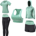 JULY'S SONG Yoga Clothes 5 Piece Sport Suits For Women Gym Running Quick Dry Sportswear For Ladies Sportswear Fitness Apparel