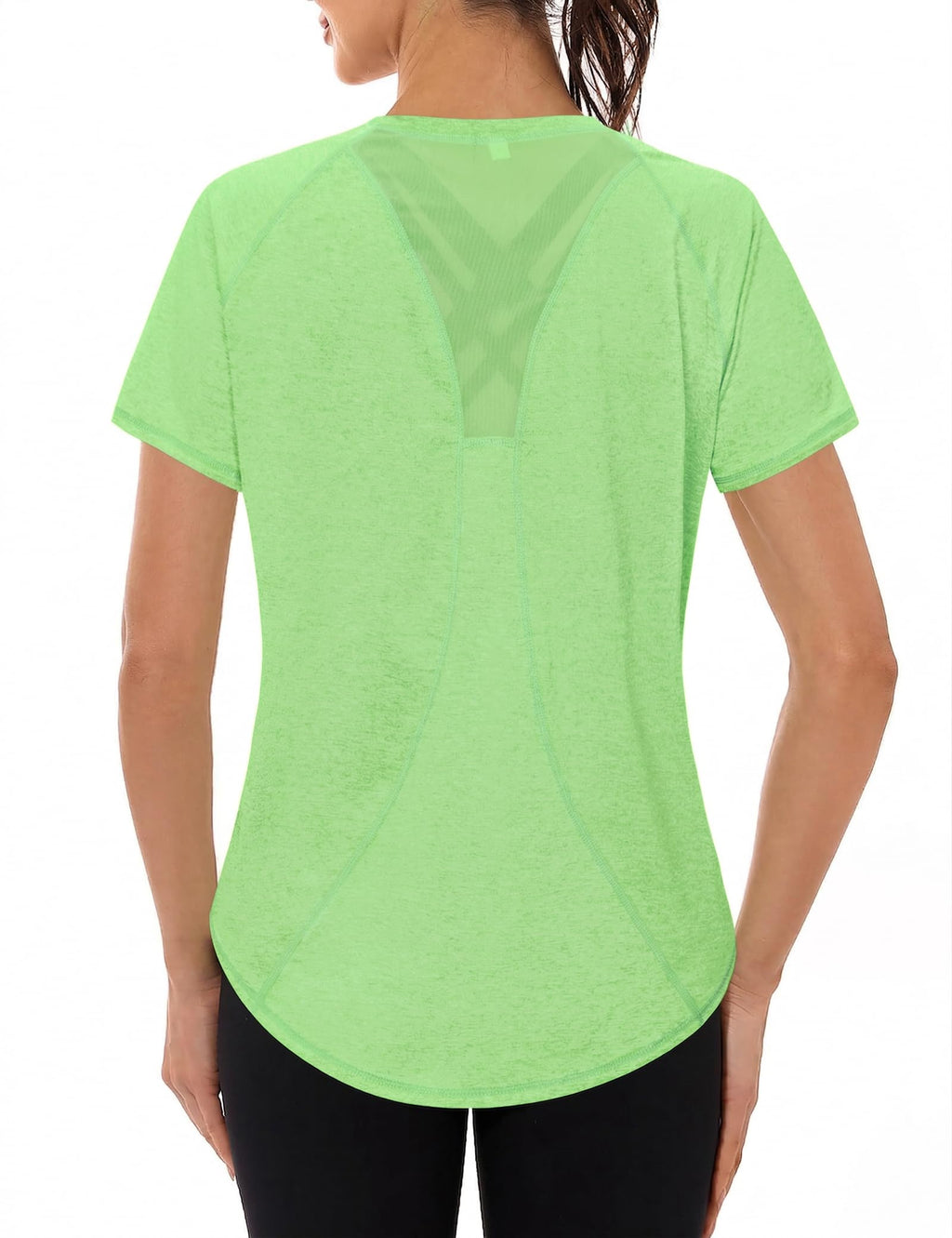 Gyabnw Women's Sport T-Shirt Anti-UV Elastic Crew Neck Short Sleeve Breathable Quick Dry UPF 50+ Fitness Top for Yoga Running and Gym