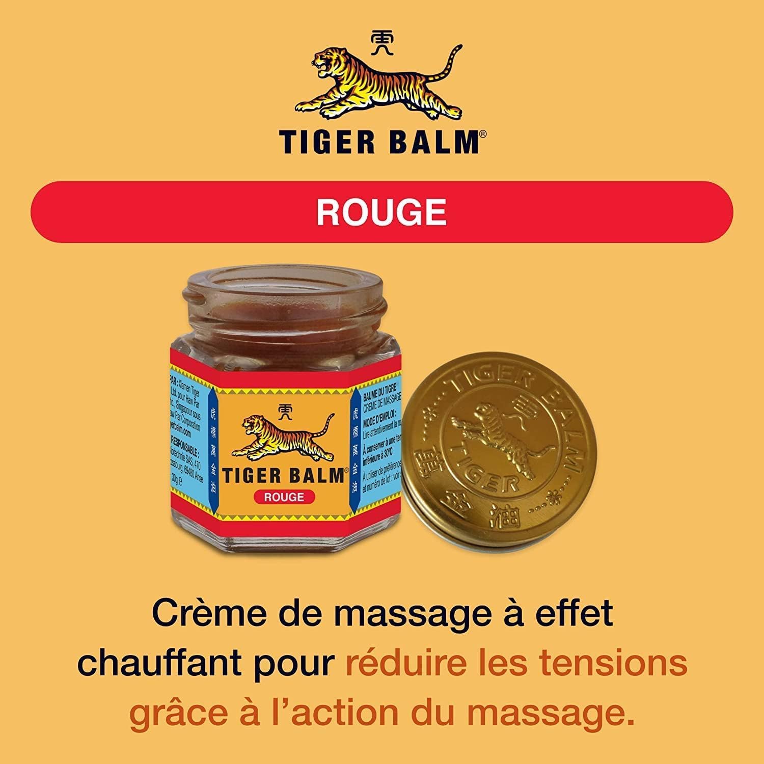 Tiger Balm® Baume du Tigre® Baume Rouge, Effet chaud, Avant l'effort, 30 g
