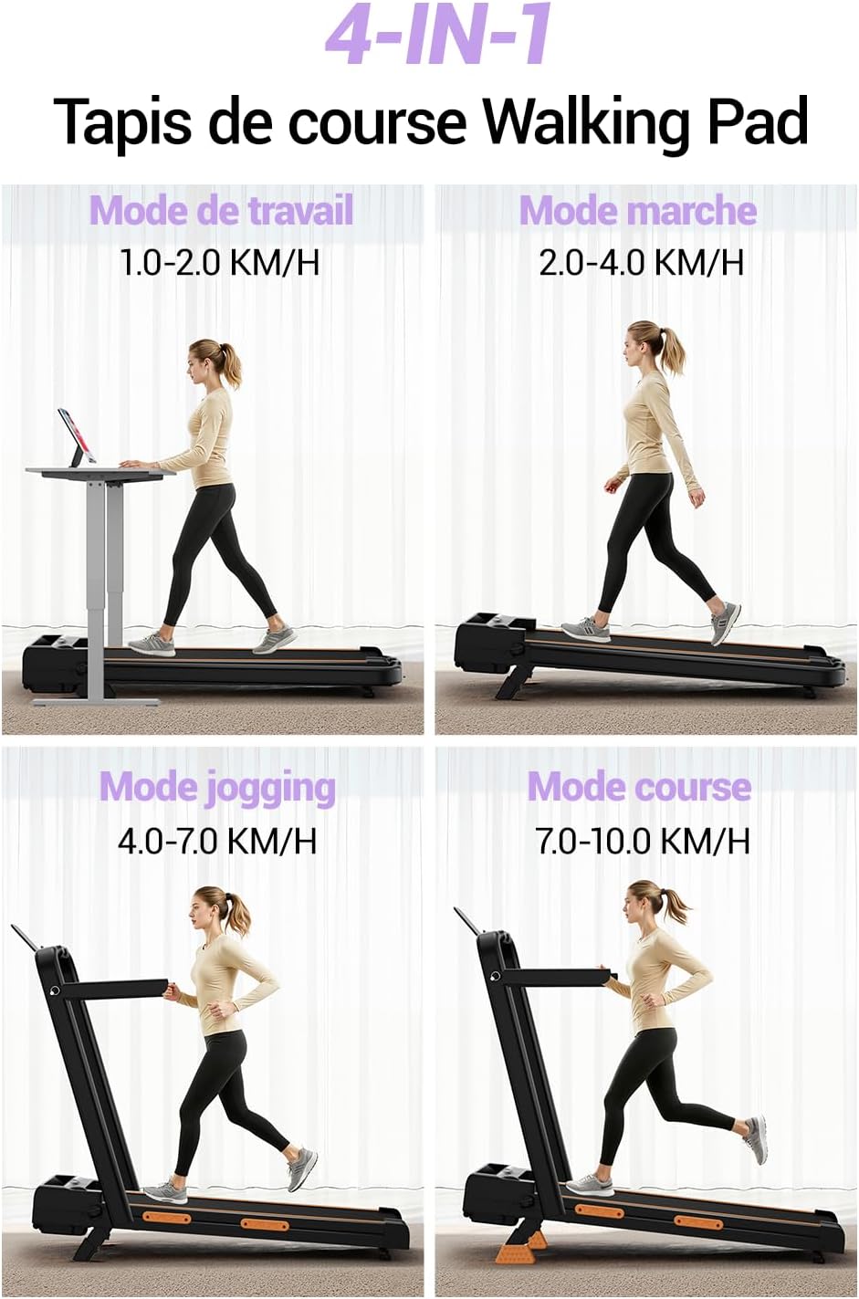 LONTEK 3.0HP Folding Treadmill with 16% Incline, with Armrests | 10km/h Folding Walking Pad with Incline, Remote Control, Treadmill Walking Pad, Desk Walking Pad, 159KG Max Load