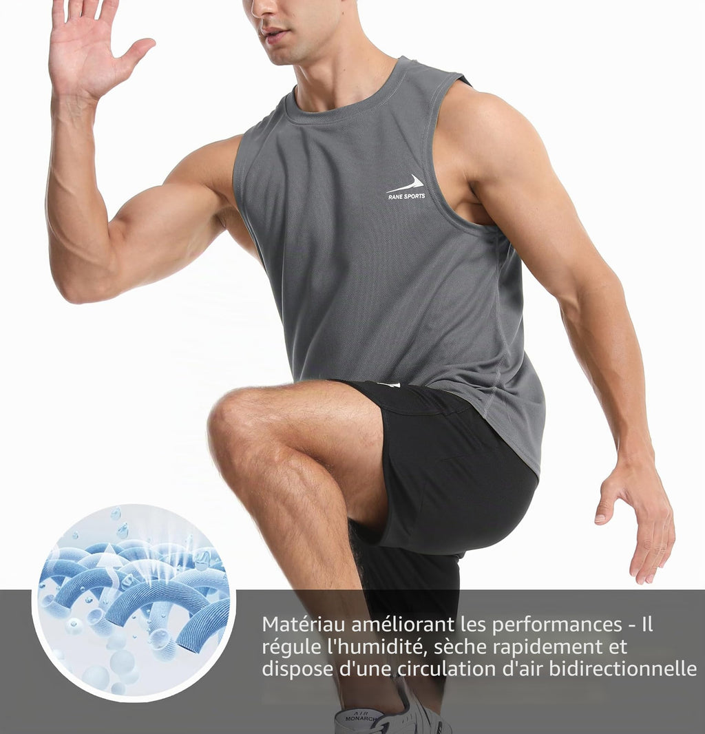 Men's Sleeveless Vest Running Gym Quick Dry Breathable Vest Sports T-Shirt