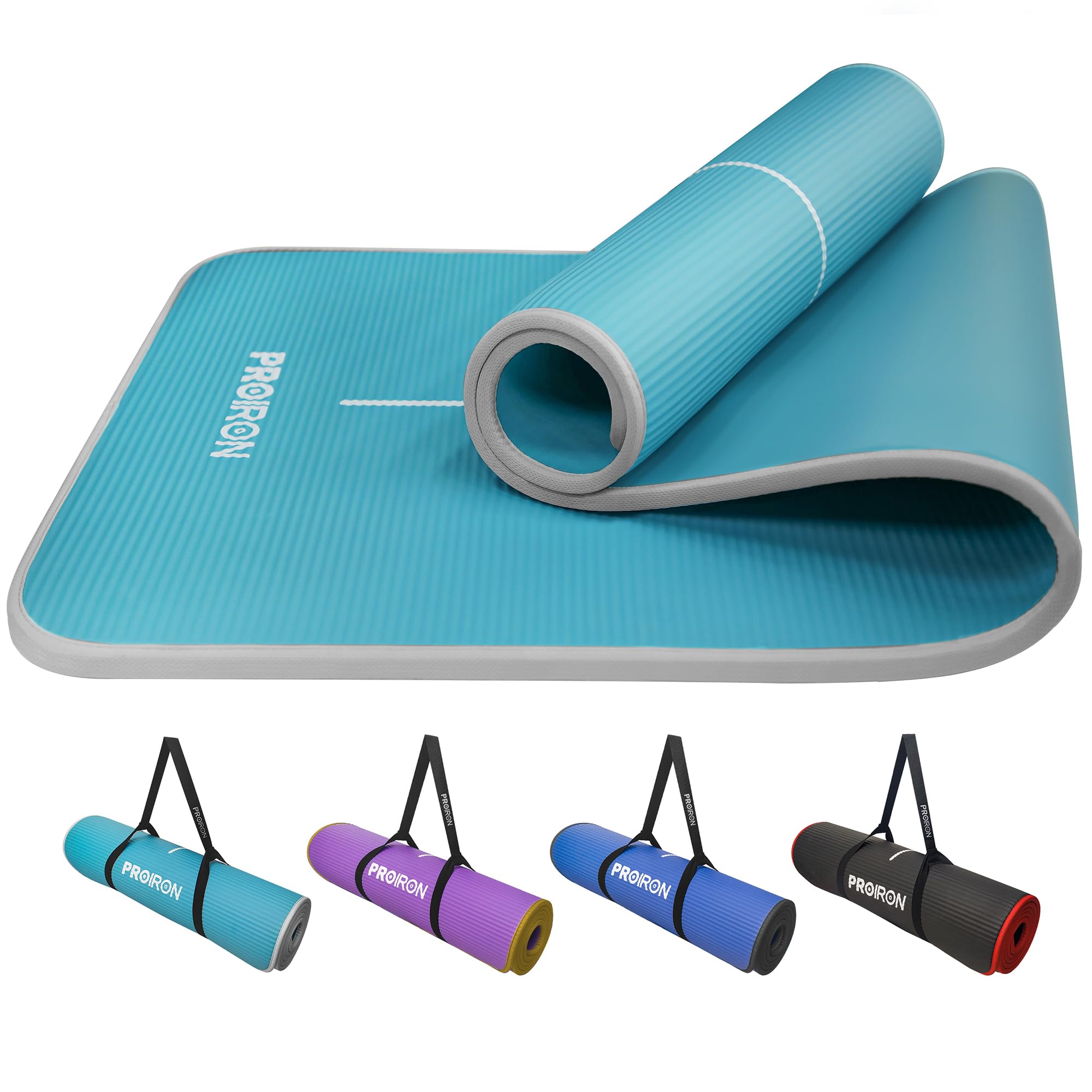 PROIRON Thick 10MM Exercise Mat, Non-Slip Yoga Pilates Gym Mat | Tear-Resistant Reinforced Edges, Flat, Good Elasticity, Camping Mat for Travel, NBR, 1860x660x10mm