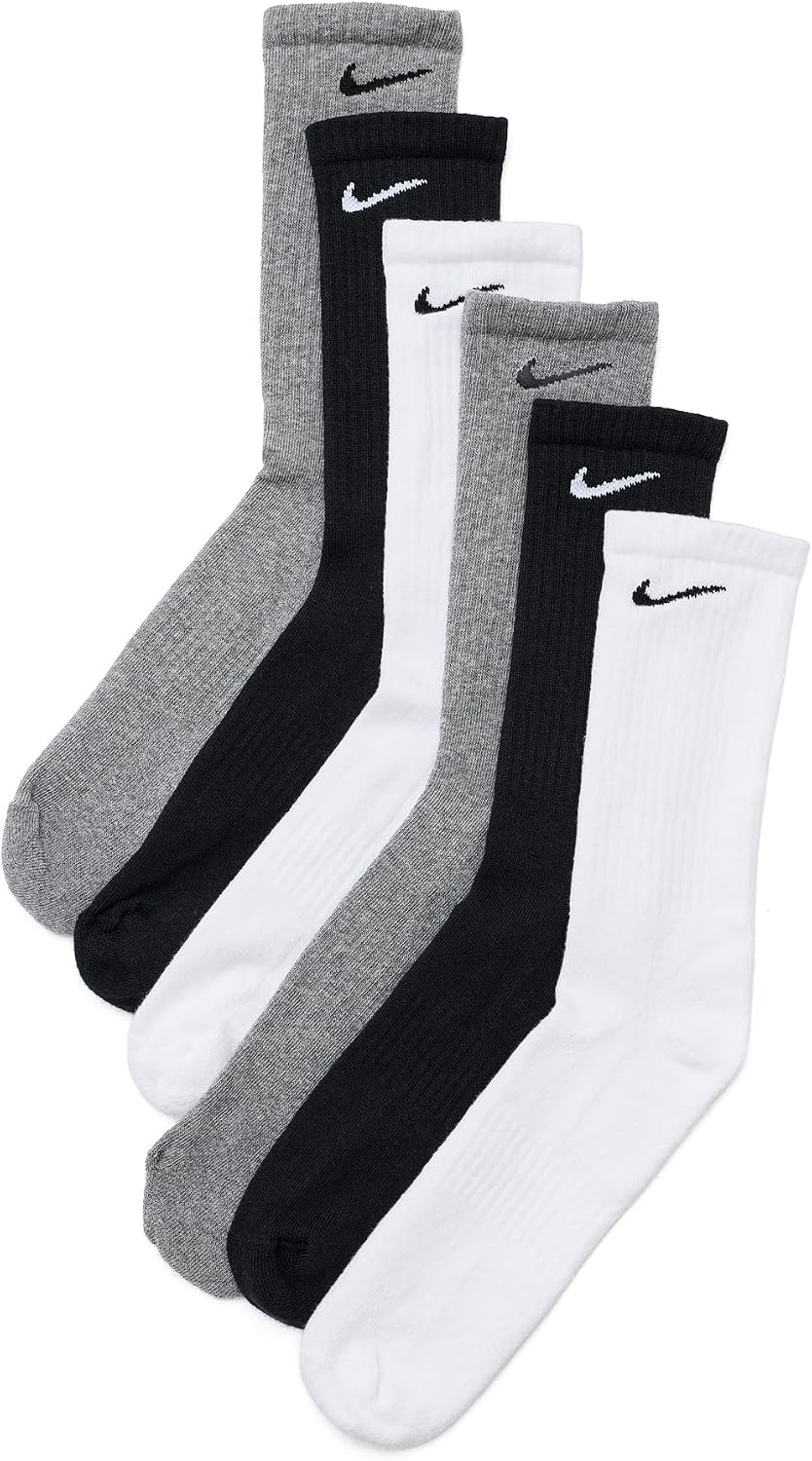 Nike Unisex Adult Everyday Cushioned Training Crew Socks (6-Pack) | Mens and Womens