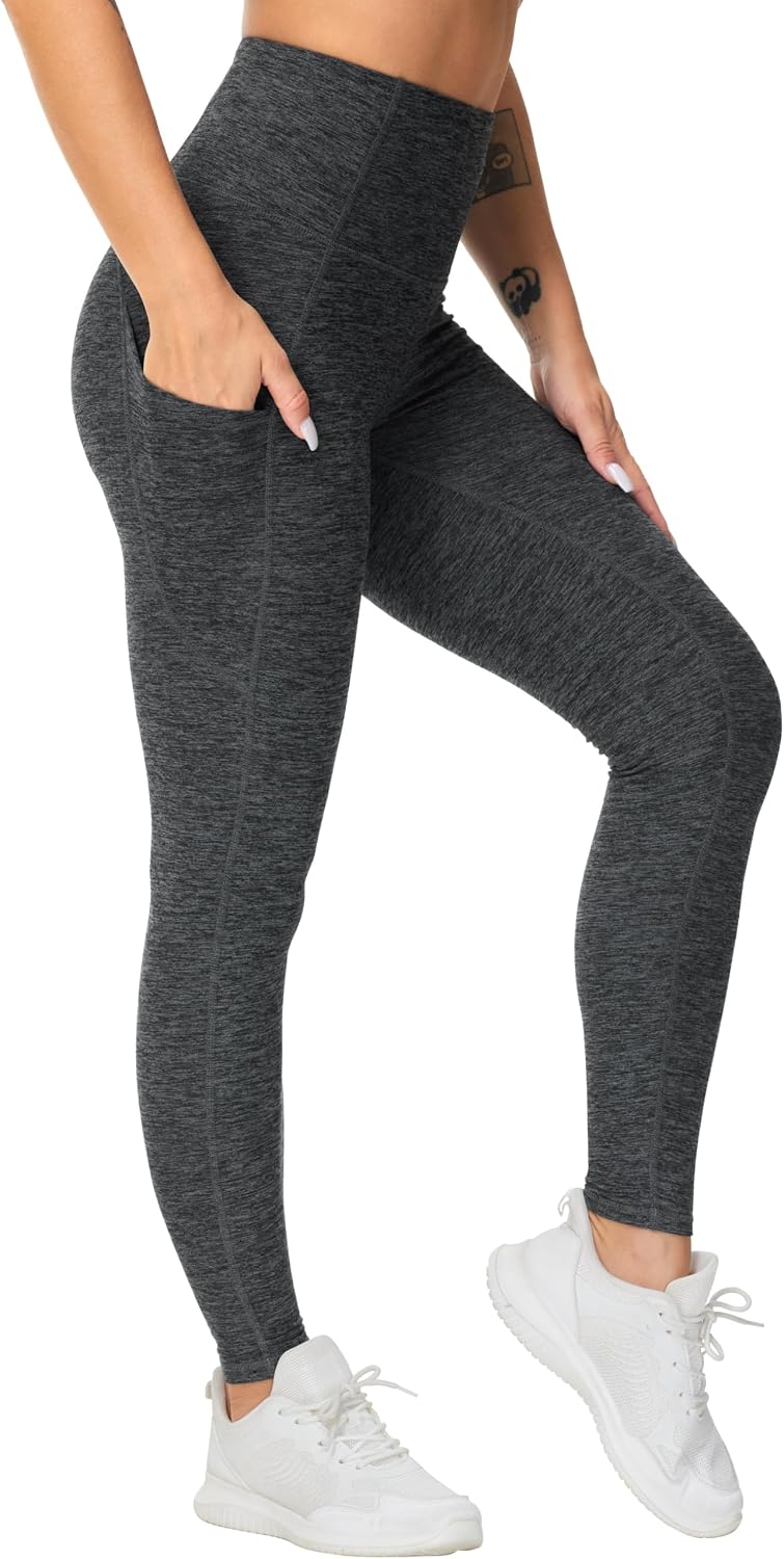 THE GYM PEOPLE Women's Thick High Waist Yoga Pants Workout Leggings | Tummy Control, Deep Side Pockets, Squat-proof, hidden waistband pocket, Flatlock Seams, Running, Yoga, Workout, Athletic
