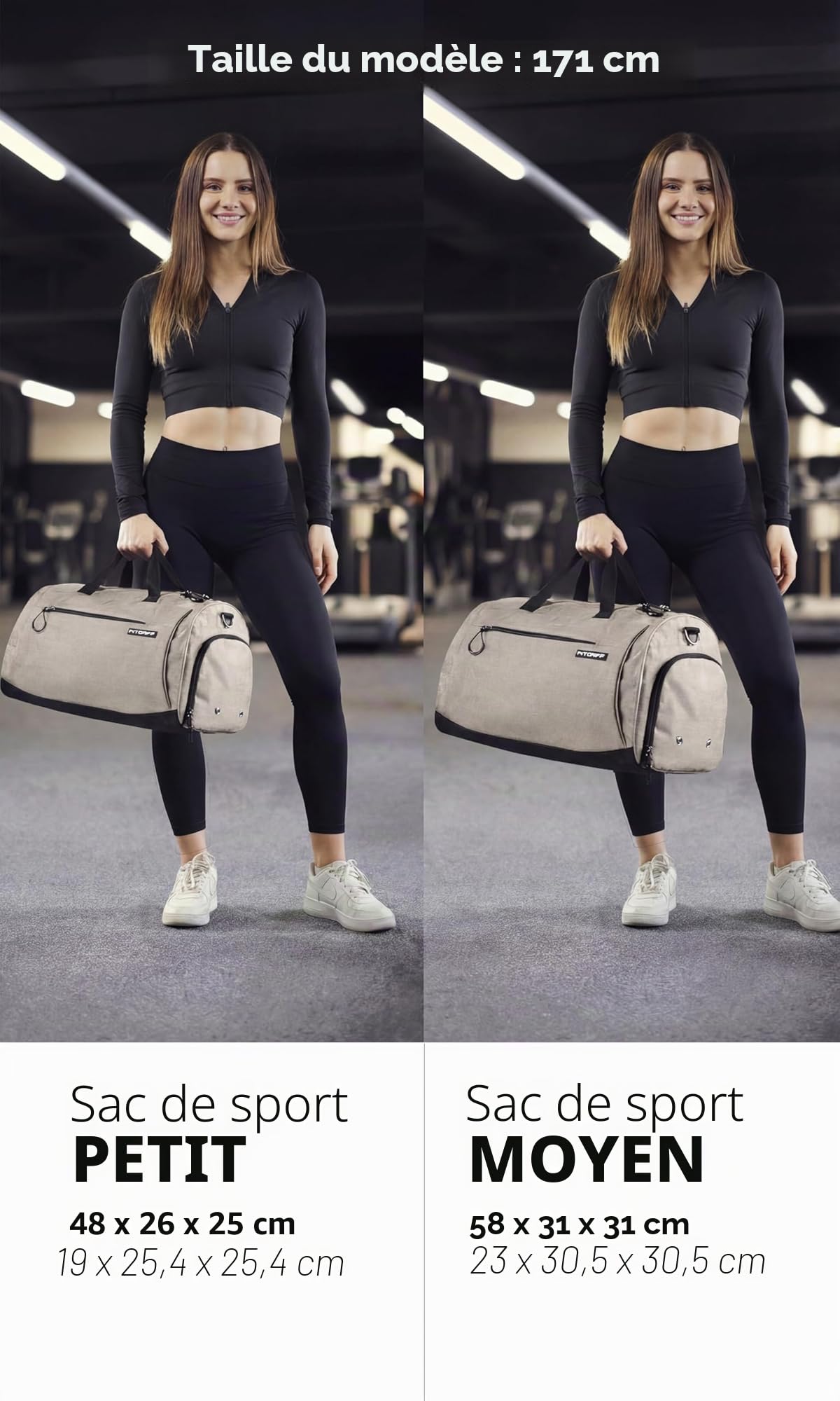 Fitgriff® Sac de Sport Homme & Femme V1 - Sacs de Voyage avec Compartiments Chaussures et Humide, pour Gym, Fitness, Weekend - Duffel Bag