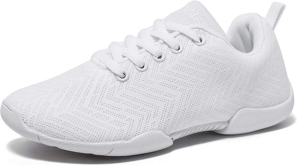 BAXINIER Girls White Cheerleading Shoes | Breathable Youth Cheer Competition Sneakers Athletic Training Dance Tennis Walking Shoes