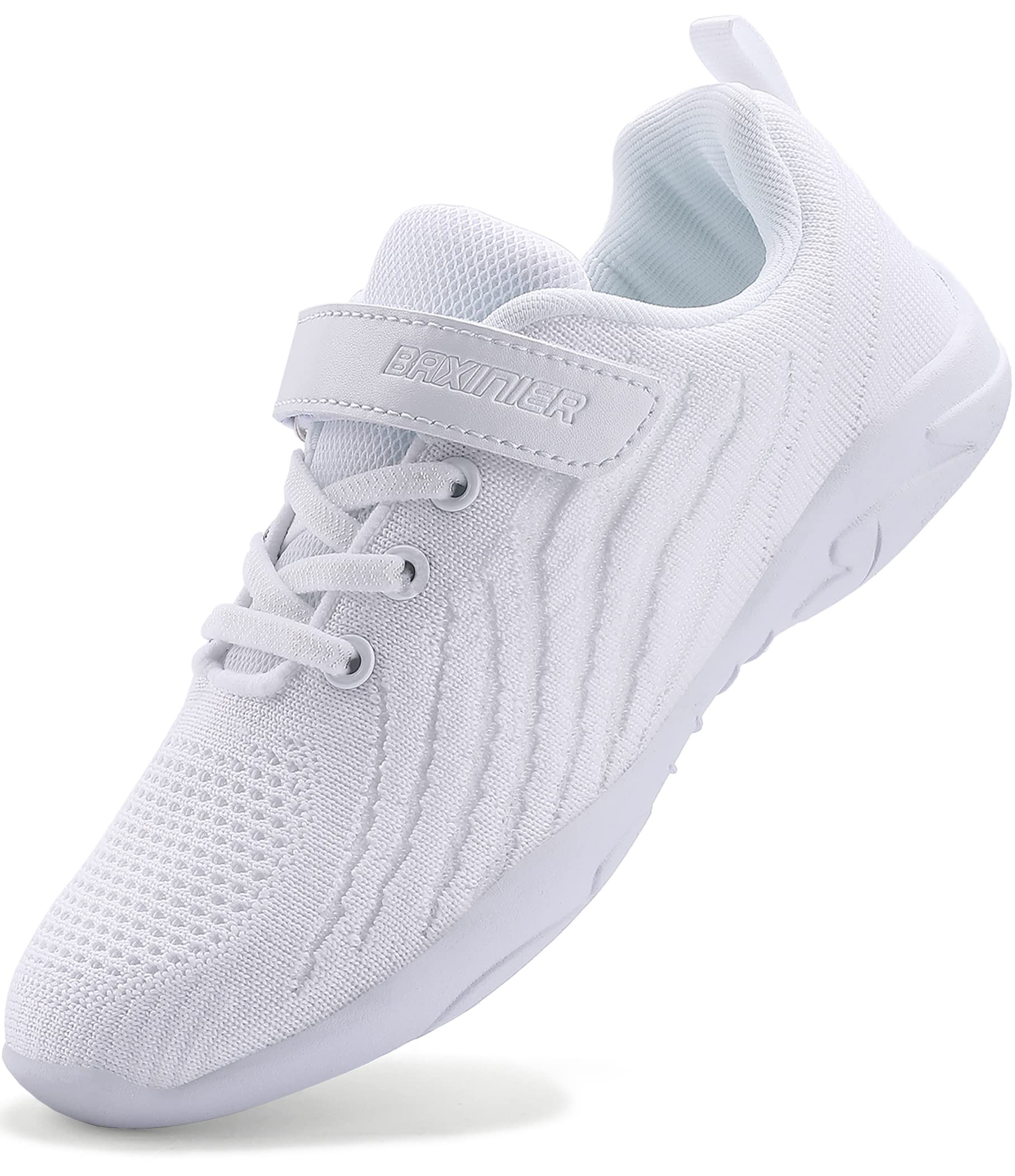 BAXINIER Girls White Cheerleading Shoes | Breathable Youth Cheer Competition Sneakers Athletic Training Dance Tennis Walking Shoes