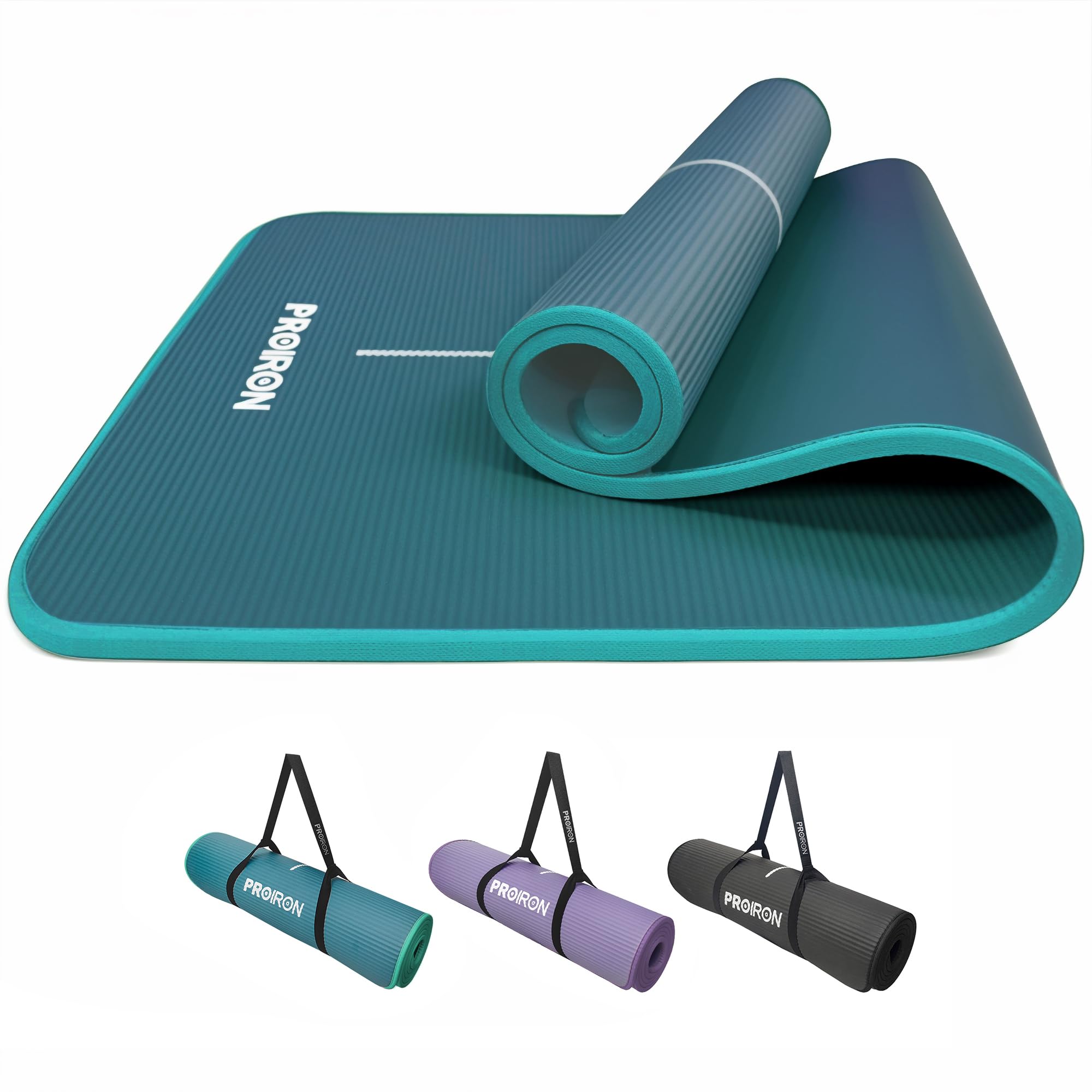 PROIRON Thick 10MM Exercise Mat, Non-Slip Yoga Pilates Gym Mat | Tear-Resistant Reinforced Edges, Flat, Good Elasticity, Camping Mat for Travel, NBR, 1860x660x10mm
