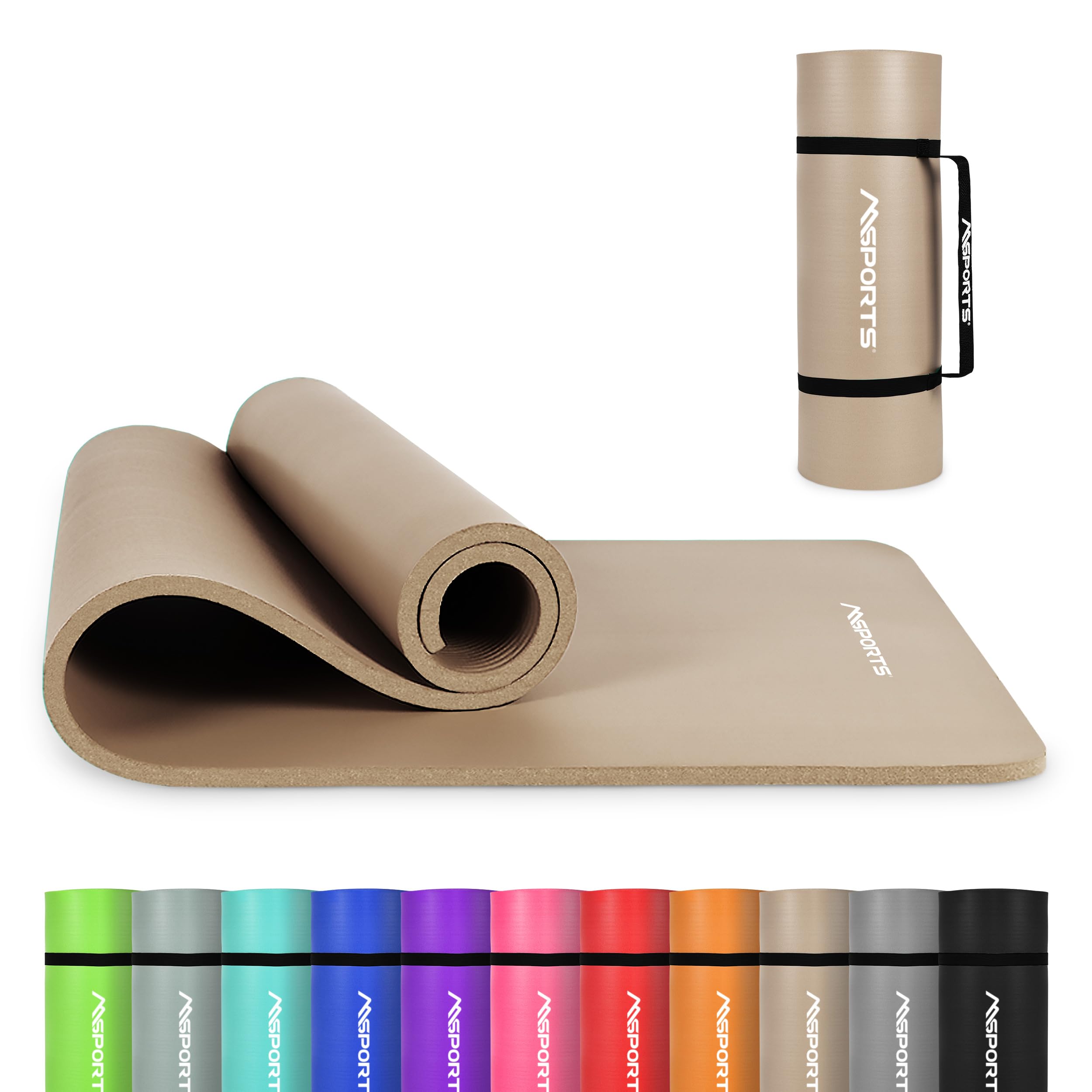MSPORTS Premium Gymnastics Mat – Non-Slip Floor Mat for Fitness, Yoga & Strength Training – Available in 4 Sizes and 12 Colors Thick Yoga Mat