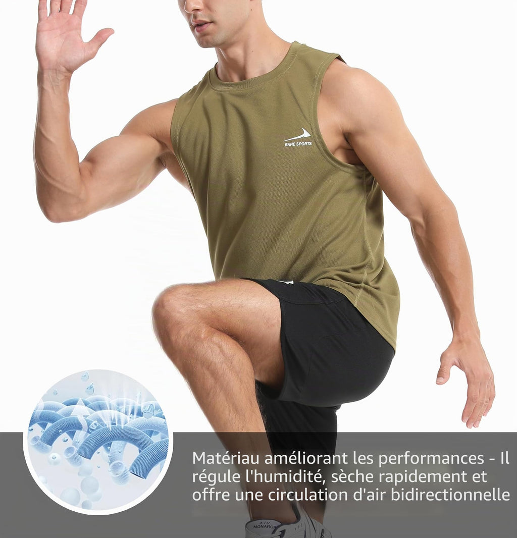 Men's Sleeveless Vest Running Gym Quick Dry Breathable Vest Sports T-Shirt