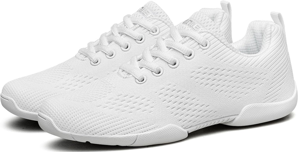 BAXINIER Girls White Cheerleading Shoes | Breathable Youth Cheer Competition Sneakers Athletic Training Dance Tennis Walking Shoes