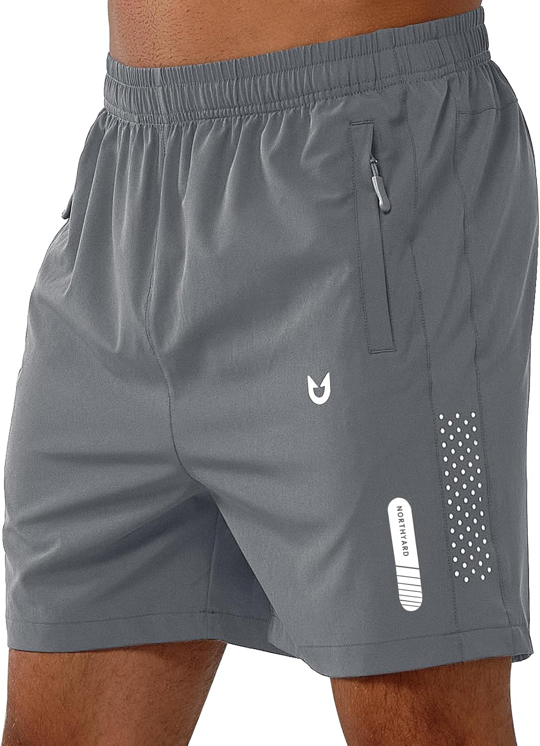 NORTHYARD Men's Athletic Running Shorts Gym Workout 7"/9"/5" Zipper Pockets | Quick Dry, Lightweight, Breathable, Unlined, Moisture-wicking, Reflective Strips, Elastic Waist, Sports Basketball Tennis