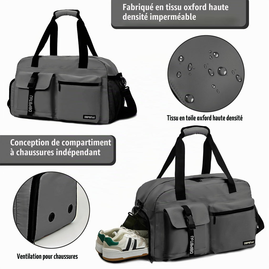 Sac de Sport Femme Homme (Jaune) | Sac Sport avec Compartiment à Chaussures de Ventilation, Sac de Voyage Femme Imperméable avec Compartiment Humide